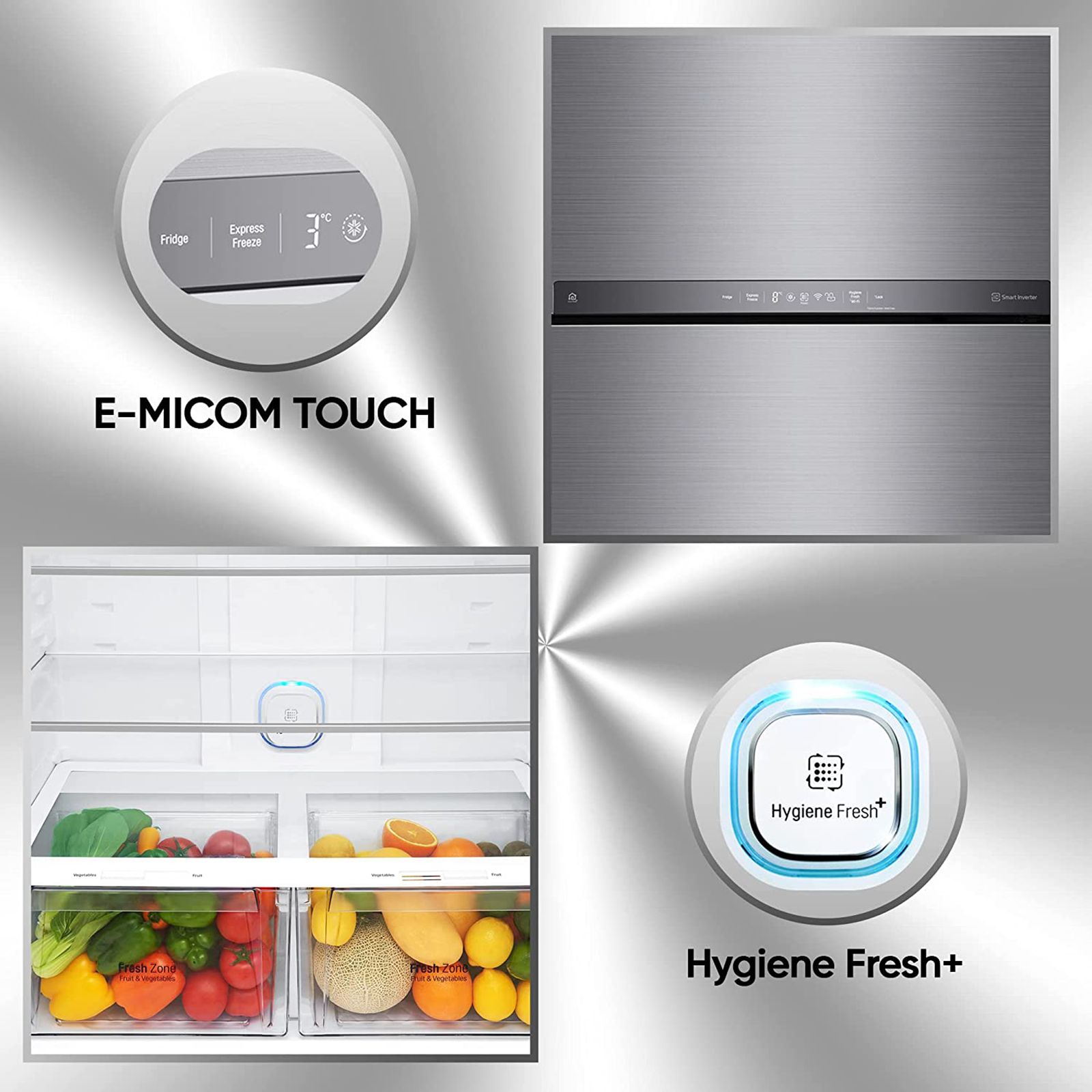 LG 592 Litres 1 Star Frost Free Double Door Refrigerator with Smart Inverter Compressor (GR-H812HLHM, Platinum Silver) LG 592 Litres 1 Star Frost Free Double Door Refrigerator with Smart Inverter Compressor (GR-H812HLHM, Platinum Silver)_16