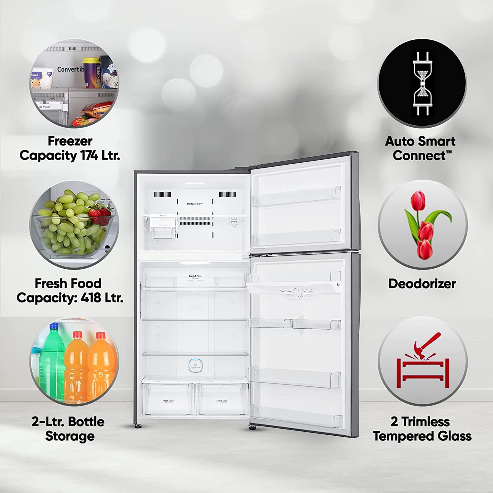 LG 592 Litres 1 Star Frost Free Double Door Refrigerator with Smart Inverter Compressor (GR-H812HLHM, Platinum Silver) LG 592 Litres 1 Star Frost Free Double Door Refrigerator with Smart Inverter Compressor (GR-H812HLHM, Platinum Silver)_19