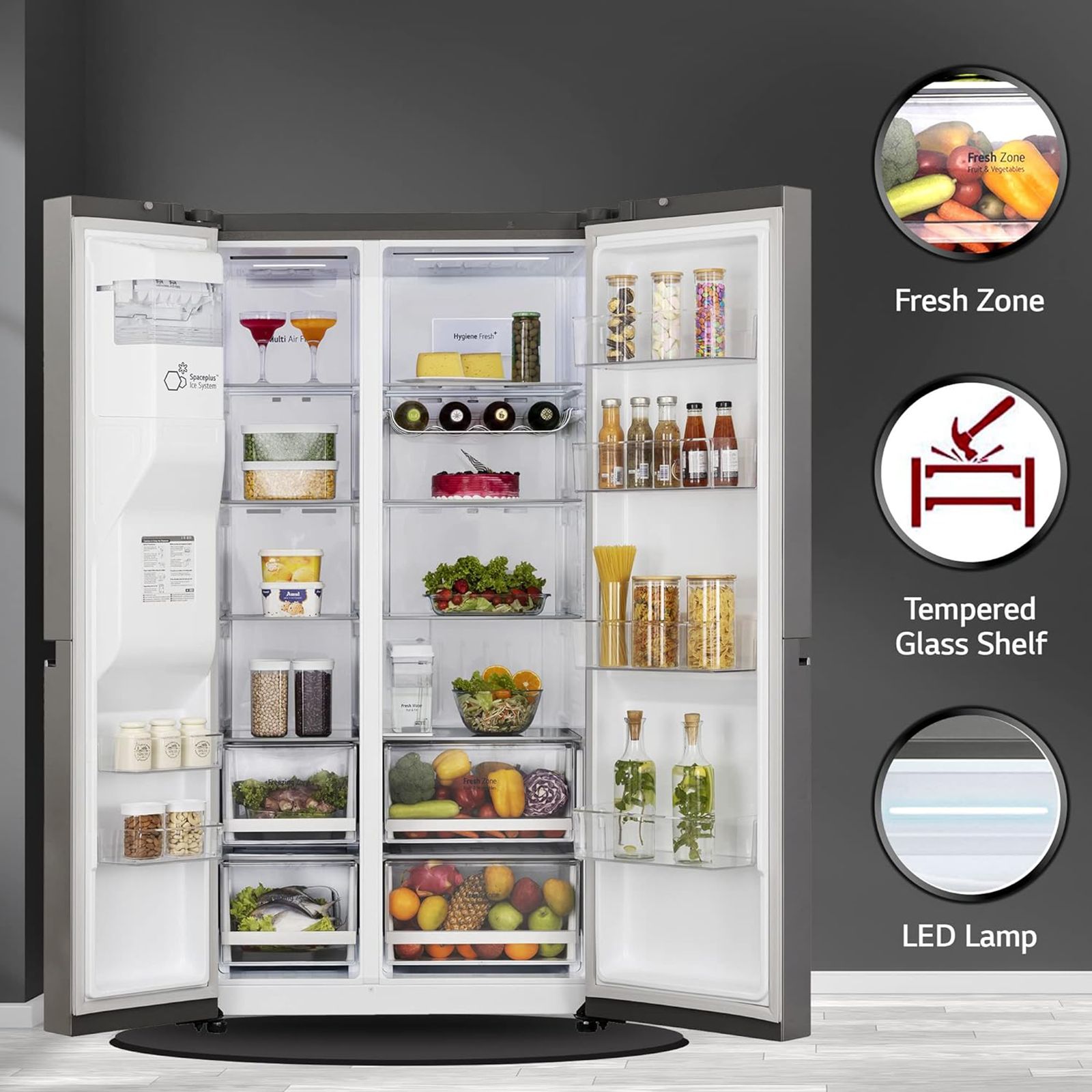LG 635 Litres Side by Side Refrigerator with Smart Diagnosis (GL-L257CPZX, Shiny Steel) LG 635 Litres Side by Side Refrigerator with Smart Diagnosis (GL-L257CPZX, Shiny Steel)_13