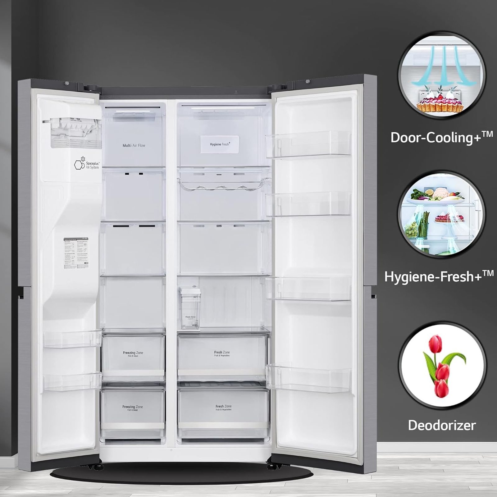 LG 635 Litres Side by Side Refrigerator with Smart Diagnosis (GL-L257CPZX, Shiny Steel) LG 635 Litres Side by Side Refrigerator with Smart Diagnosis (GL-L257CPZX, Shiny Steel)_14