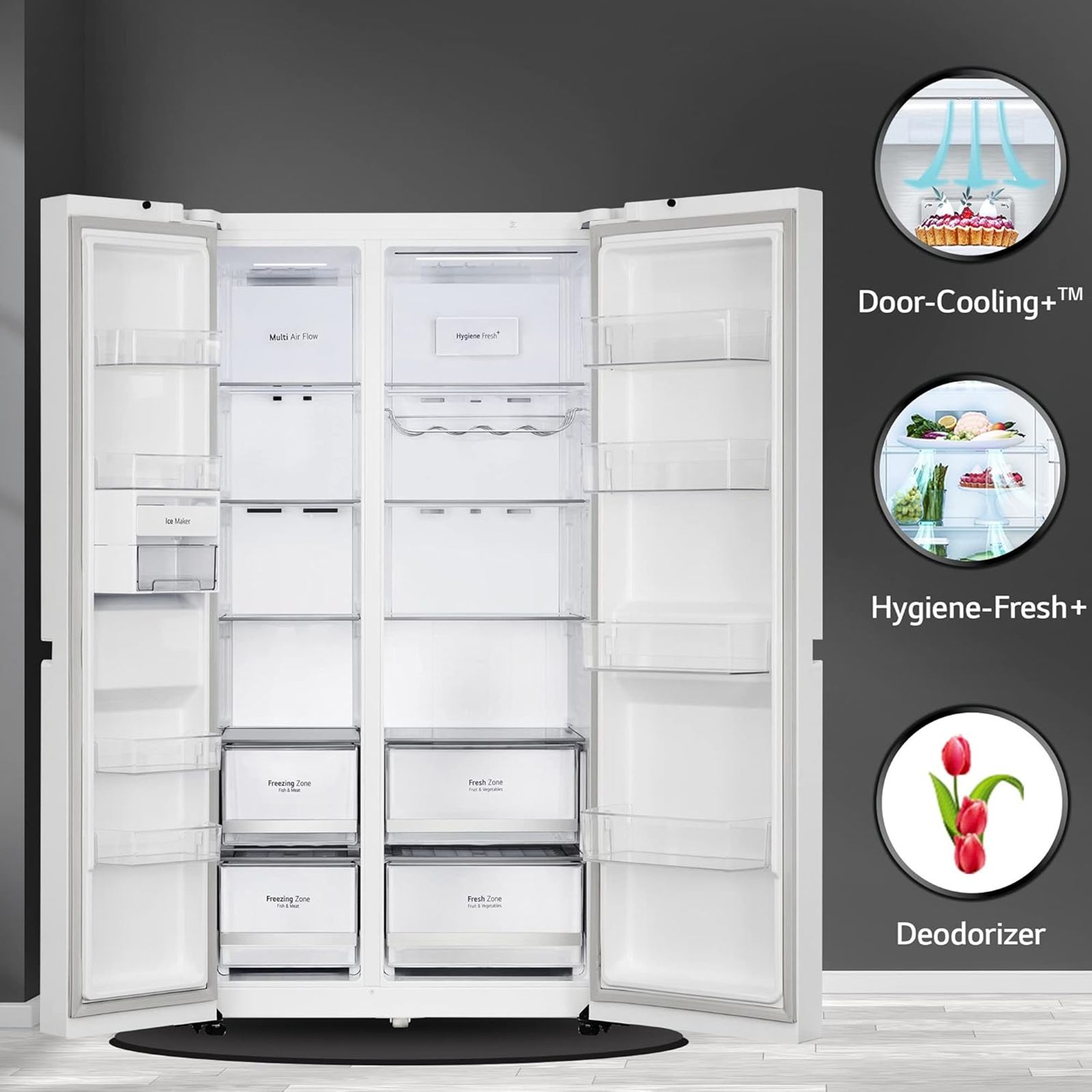 LG 655 Litres 3 Star Frost Free Side by Side Smart Wifi Enabled Refrigerator with Deodorizer (GL-B257DLNX, Linen Brown)_17
