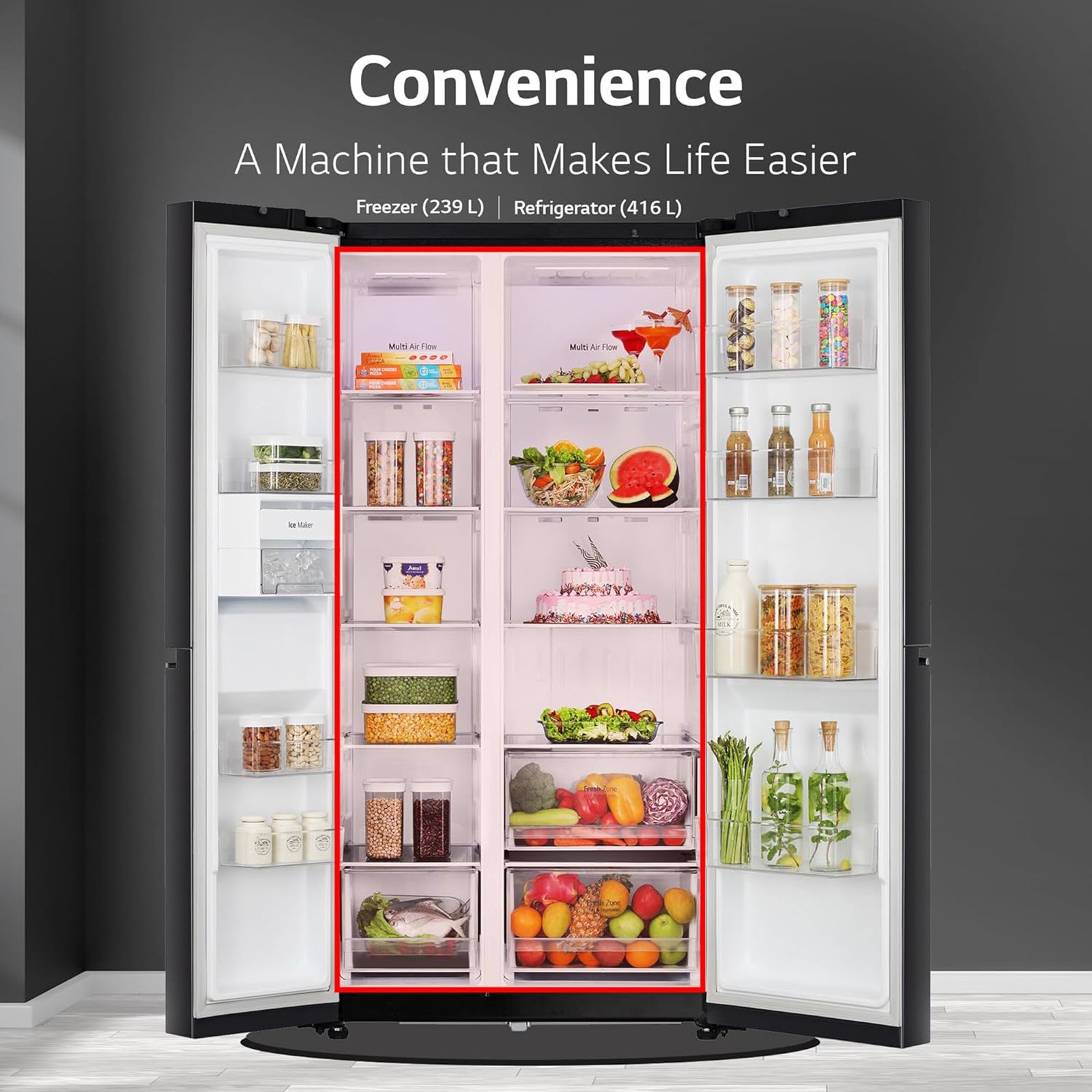 LG 655 Litres 3 Star Frost Free Side by Side Refrigerator with Smart Diagnosis (GL-B257HWBY, Western Black) LG 655 Litres 3 Star Frost Free Side by Side Refrigerator with Smart Diagnosis (GL-B257HWBY, Western Black)_11