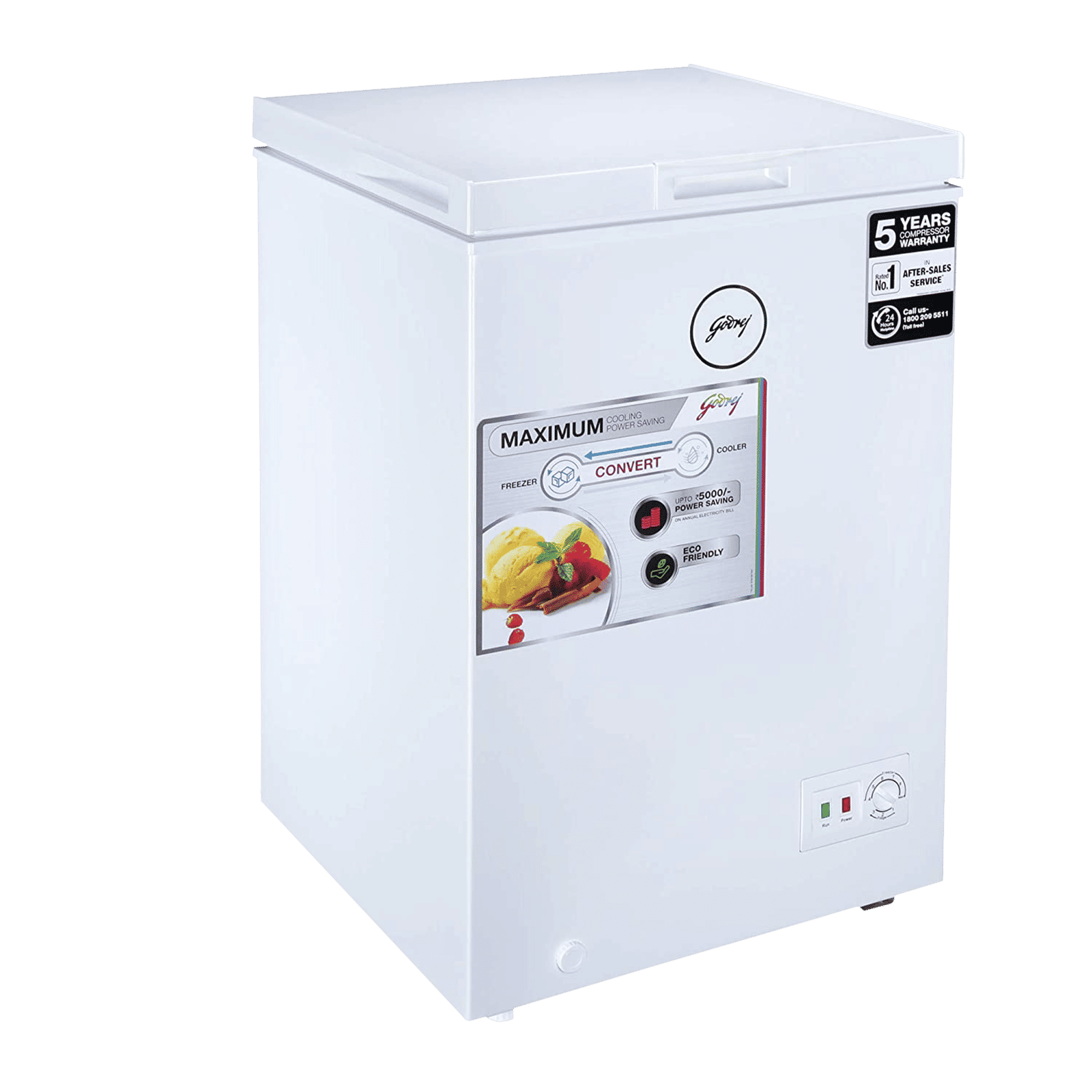 Godrej Slim Series 100 Litres Single Door Deep Freezer (Convertible Technology, DH GCHW 110 R6SHC RW, Royal White)_1