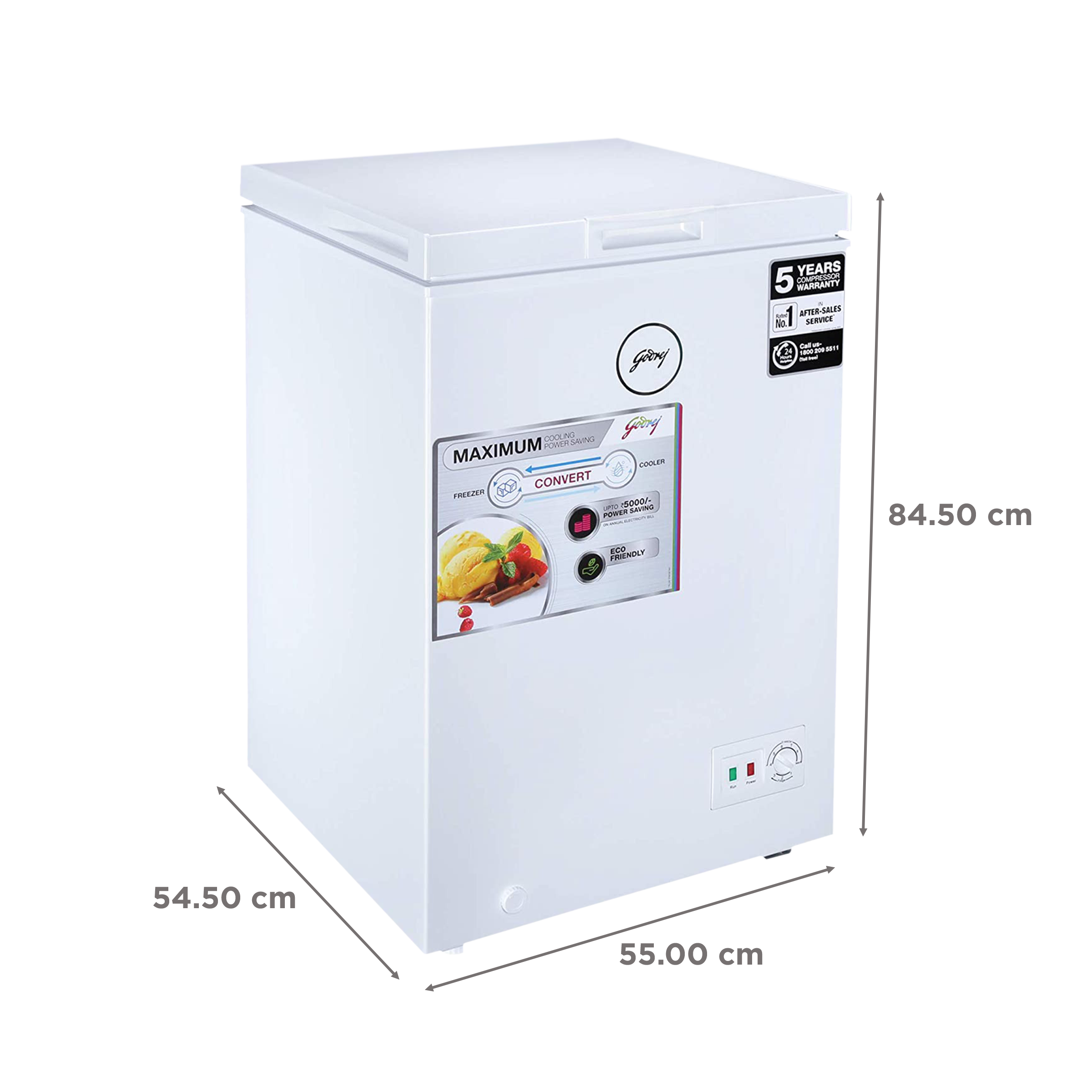 Godrej Slim Series 100 Litres Single Door Deep Freezer (Convertible Technology, DH GCHW 110 R6SHC RW, Royal White)_3