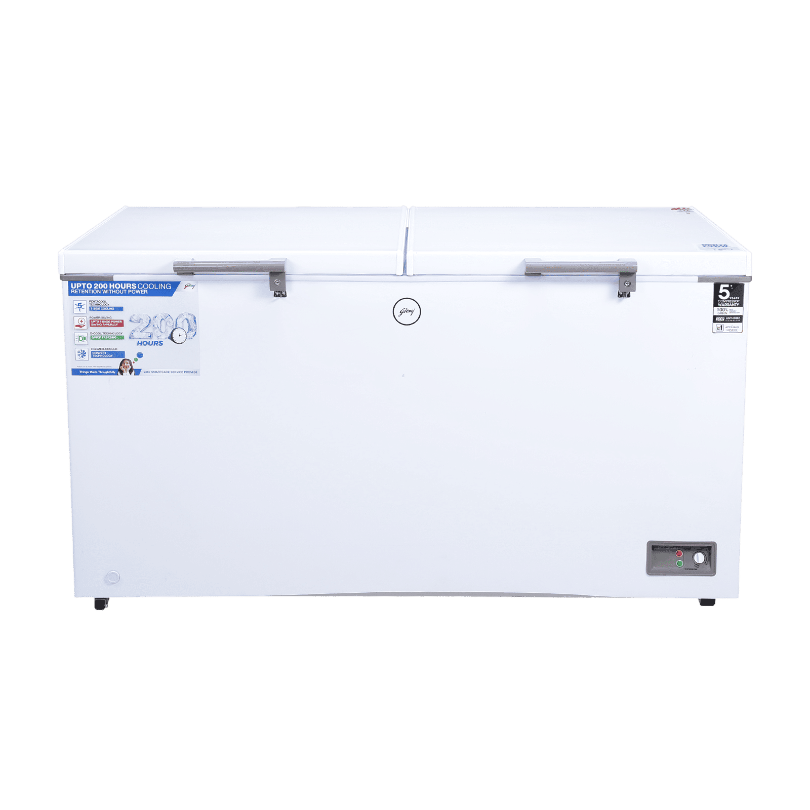 Godrej Edge Penta 500 Litres 5 Star Double Door Deep Freezer (PentaCool Technology, DH EPenta 525E 2HCN RW, Royal White) Godrej Edge Penta 500 Litres 5 Star Double Door Deep Freezer (PentaCool Technology, DH EPenta 525E 2HCN RW, Royal White)_1