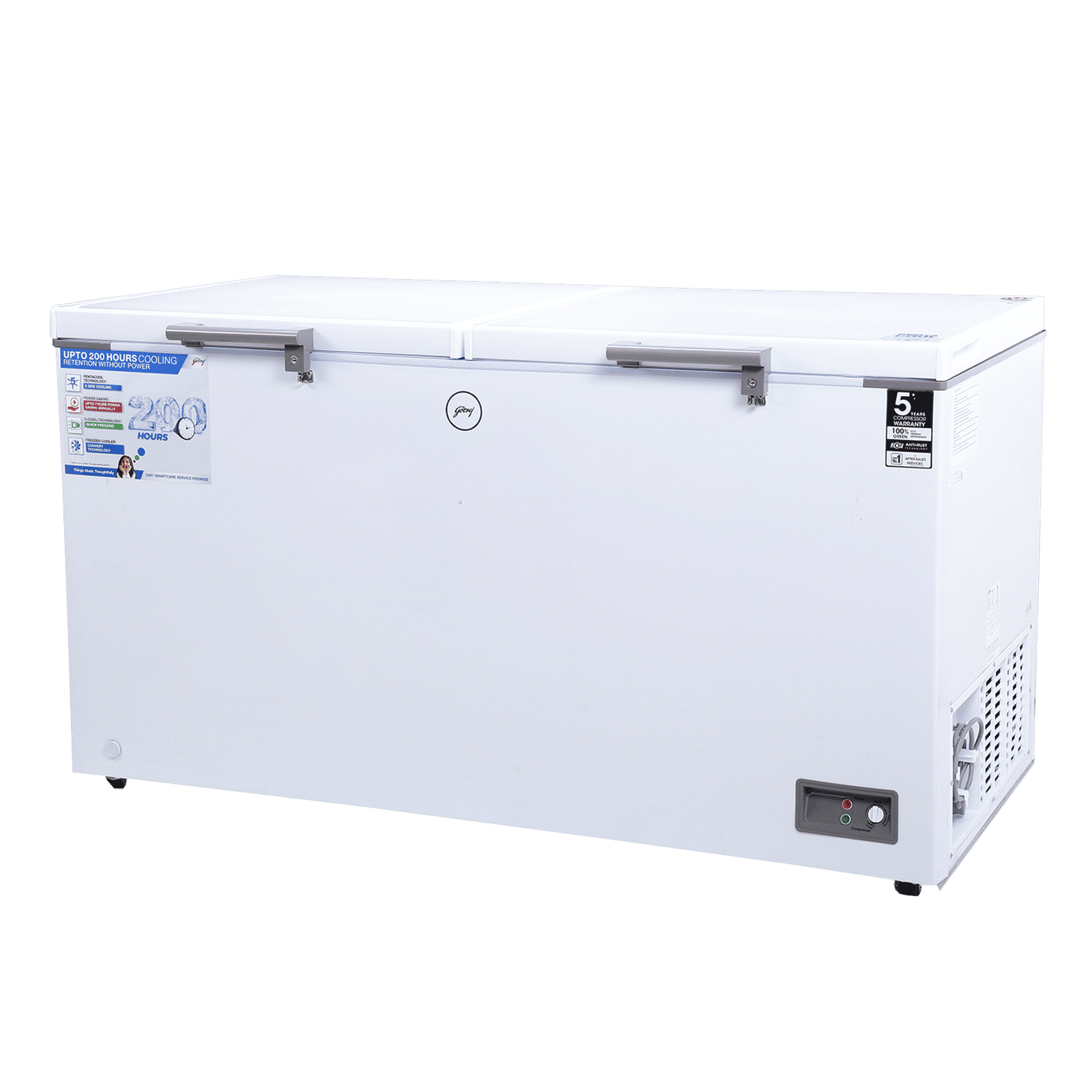 Godrej Edge Penta 500 Litres 5 Star Double Door Deep Freezer (PentaCool Technology, DH EPenta 525E 2HCN RW, Royal White) Godrej Edge Penta 500 Litres 5 Star Double Door Deep Freezer (PentaCool Technology, DH EPenta 525E 2HCN RW, Royal White)_4