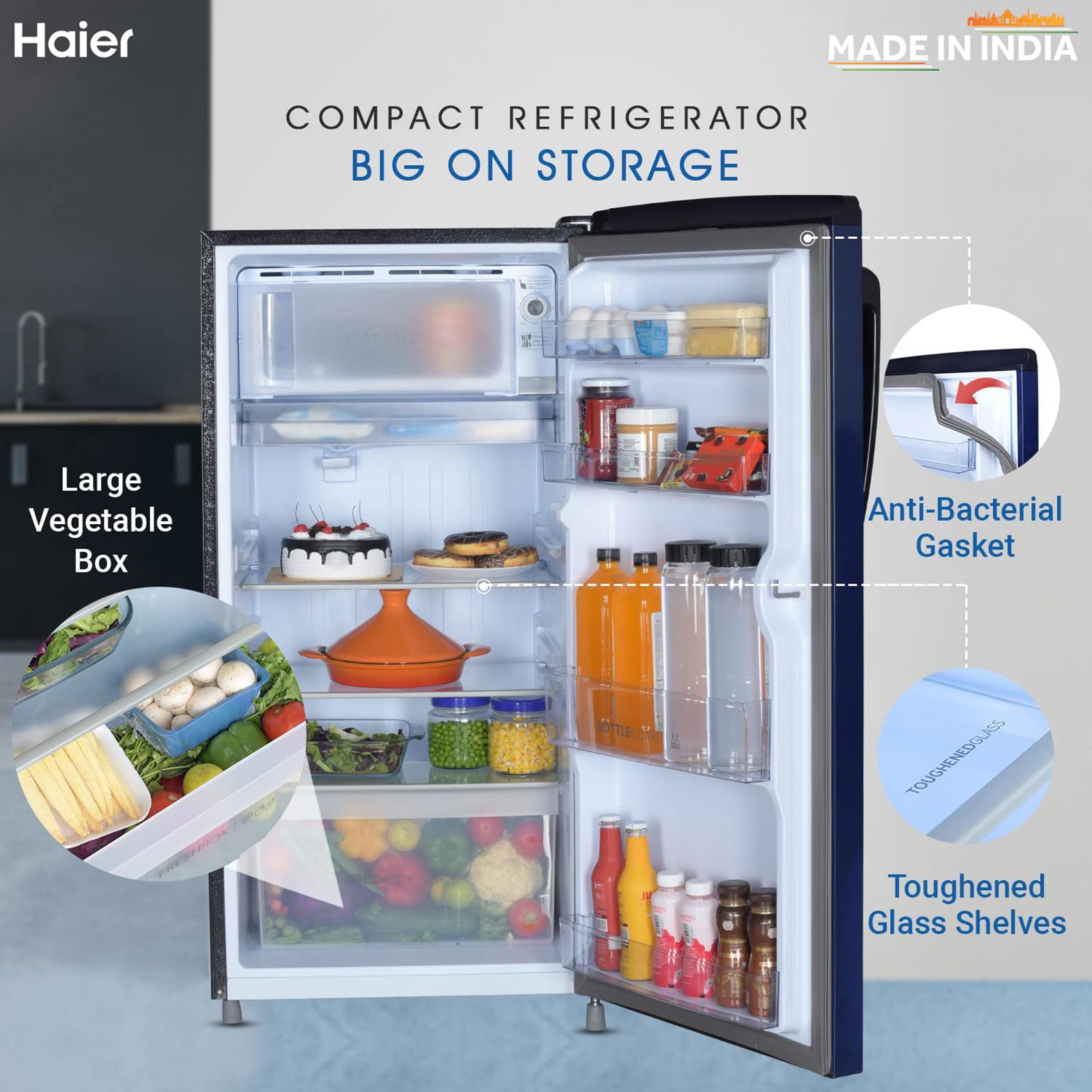 Haier 175 Litres 2 Star Direct Cool Single Door Refrigerator with Antibacterial Gasket (HED-182ME-N, Marine Erica)_9