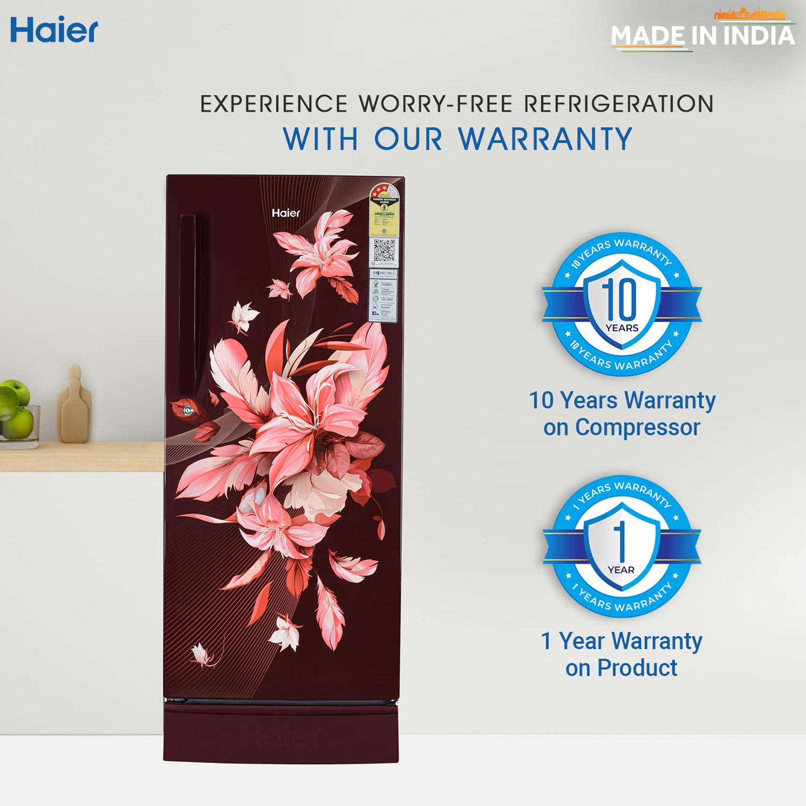 Haier 190 Litres 3 Star Direct Cool Single Door Refrigerator with Antibacterial Gasket (HED-203RFB-P, Red Opal) Haier 190 Litres 3 Star Direct Cool Single Door Refrigerator with Antibacterial Gasket (HED-203RFB-P, Red Opal)_19
