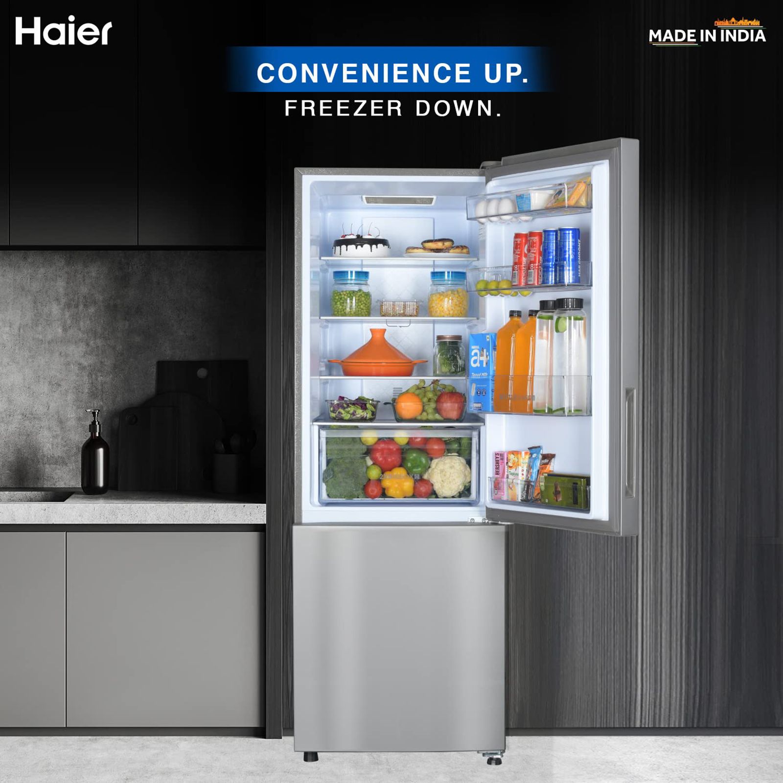 Haier 237 Litres 2 Star Frost Free Double Door Bottom Mount Convertible Refrigerator with Anti-bacterial Gasket (HEB-242GS-P, Moon Silver)_10
