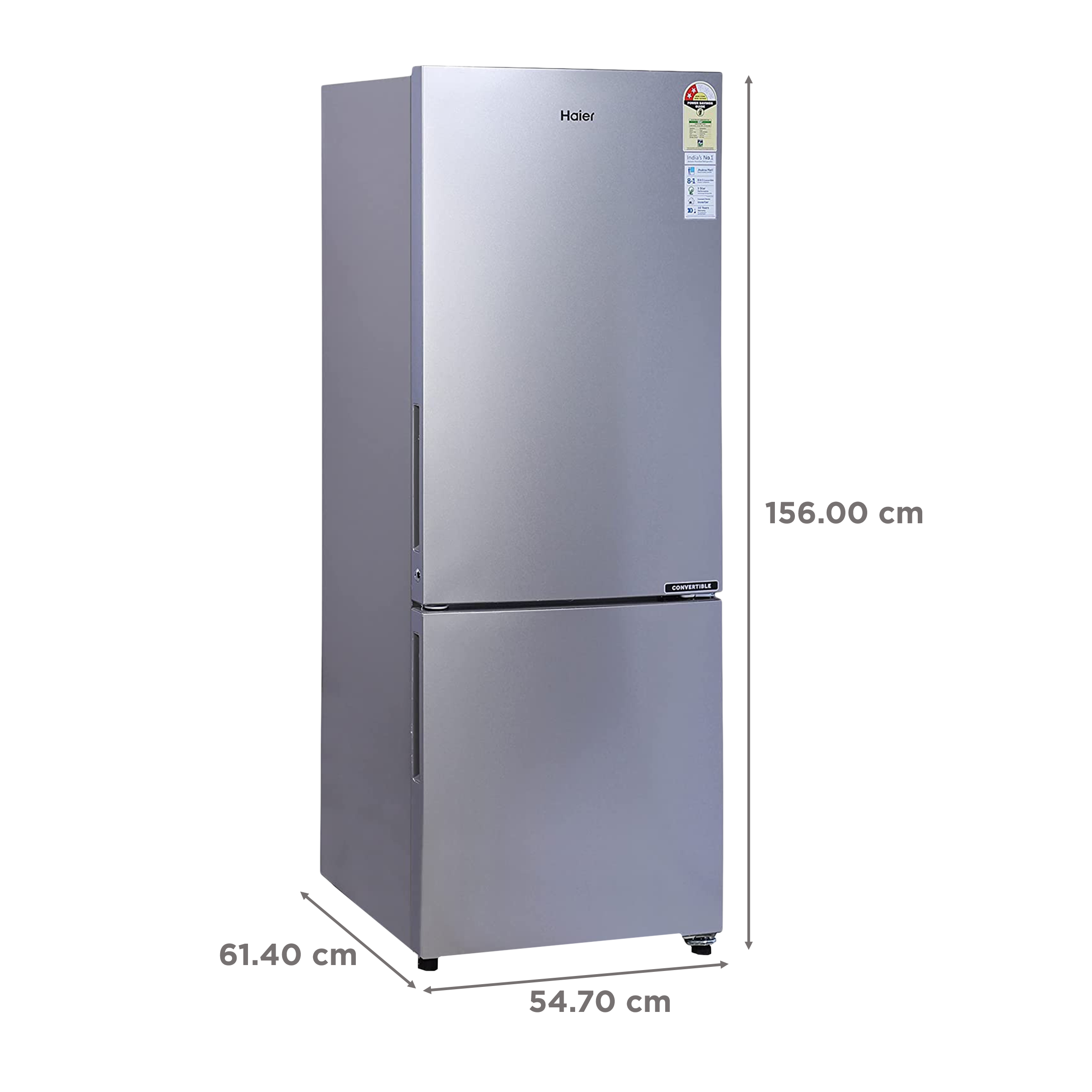 Haier 237 Litres 2 Star Frost Free Double Door Bottom Mount Convertible Refrigerator with Anti-bacterial Gasket (HEB-242GS-P, Moon Silver)_3
