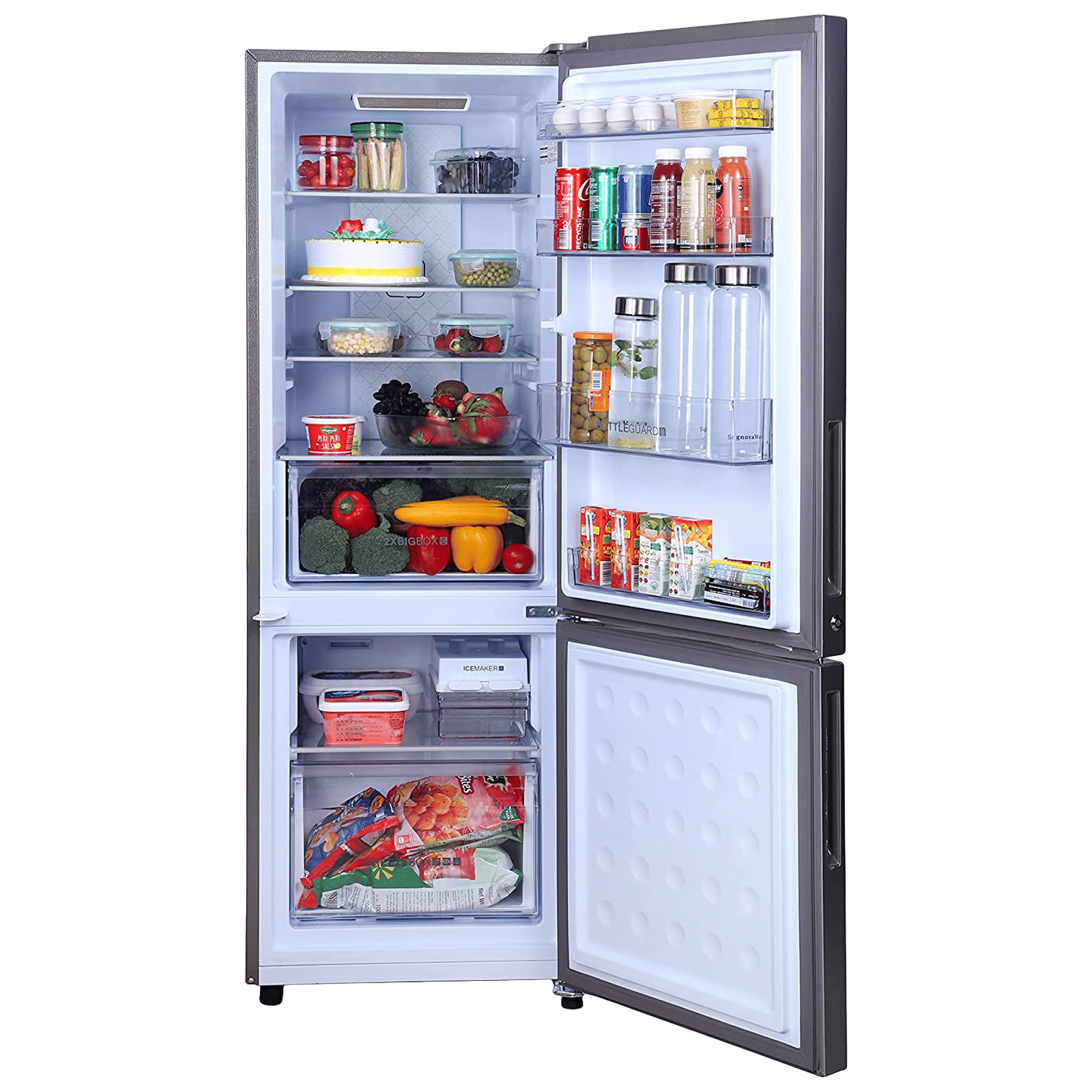 Haier 237 Litres 2 Star Frost Free Double Door Bottom Mount Convertible Refrigerator with Anti-bacterial Gasket (HEB-242GS-P, Moon Silver)_5