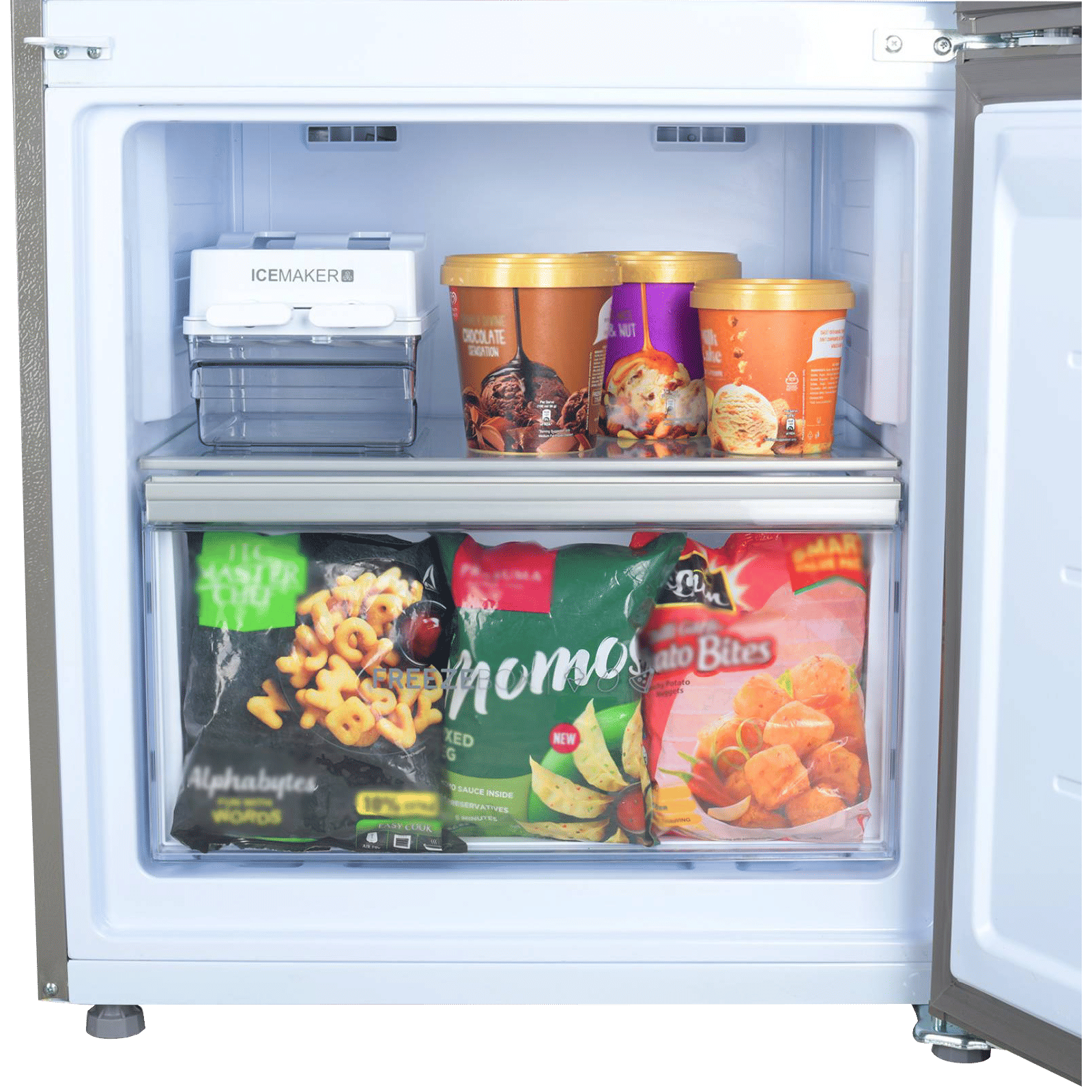 Haier 325 Litres 3 Star Frost Free Double Door Bottom Mount Convertible Refrigerator with Antibacterial Gasket (HEB-333DS-P, Dazzle Steel)_10