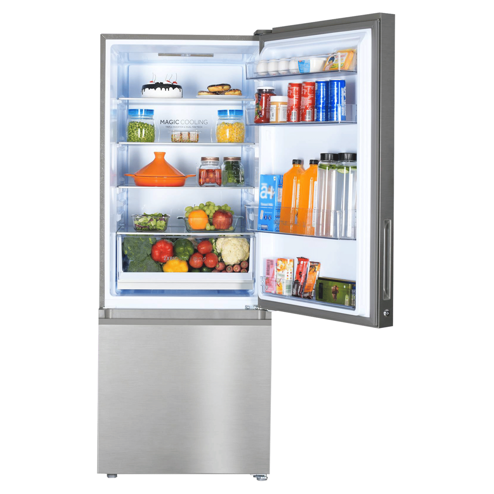 Haier 325 Litres 3 Star Frost Free Double Door Bottom Mount Convertible Refrigerator with Antibacterial Gasket (HEB-333DS-P, Dazzle Steel)_11
