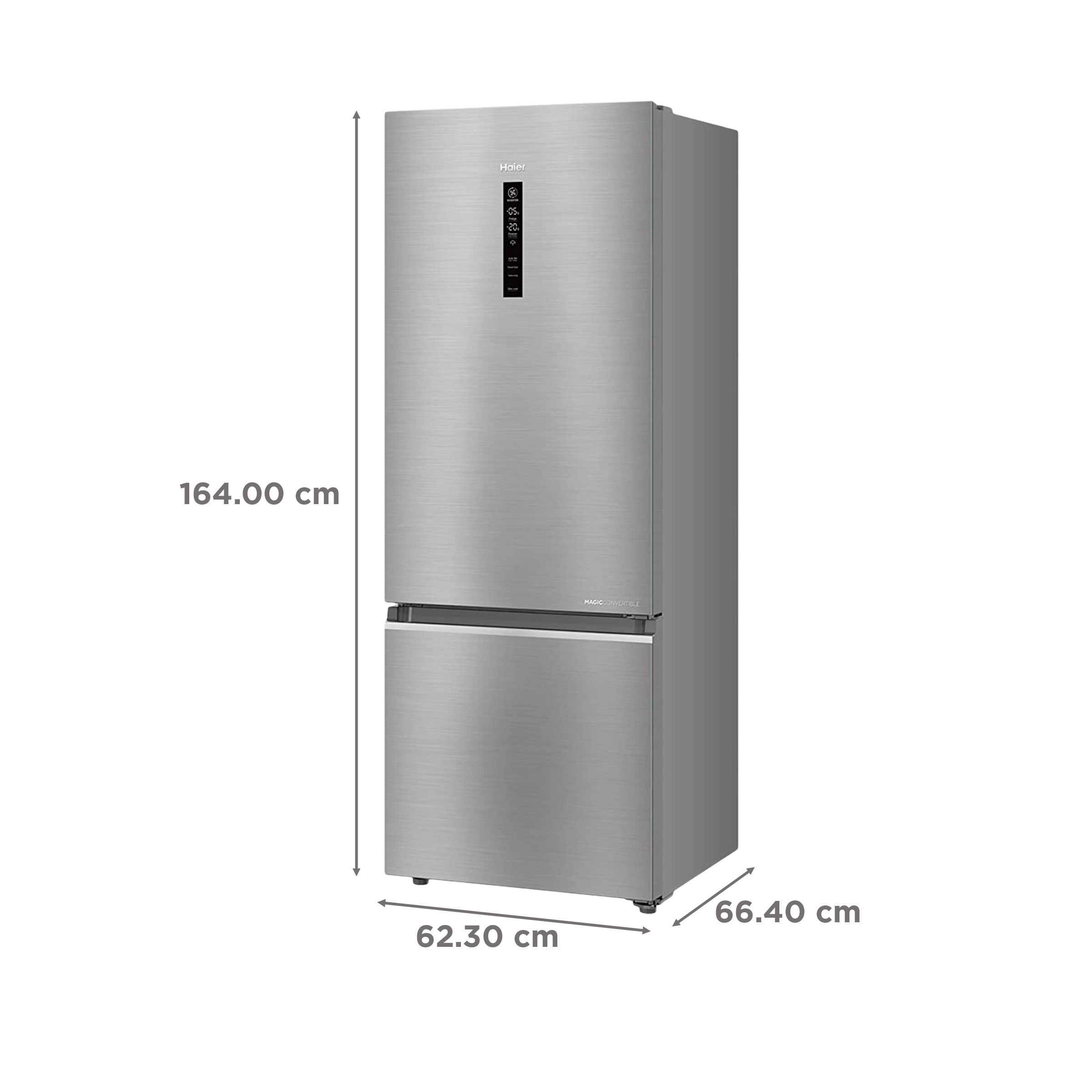 Haier 325 Litres 3 Star Frost Free Double Door Bottom Mount Convertible Refrigerator with Antibacterial Gasket (HEB-333DS-P, Dazzle Steel)_3