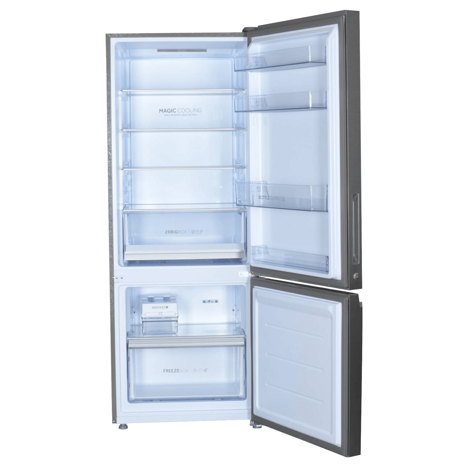 Haier 325 Litres 3 Star Frost Free Double Door Bottom Mount Convertible Refrigerator with Antibacterial Gasket (HEB-333DS-P, Dazzle Steel)_6
