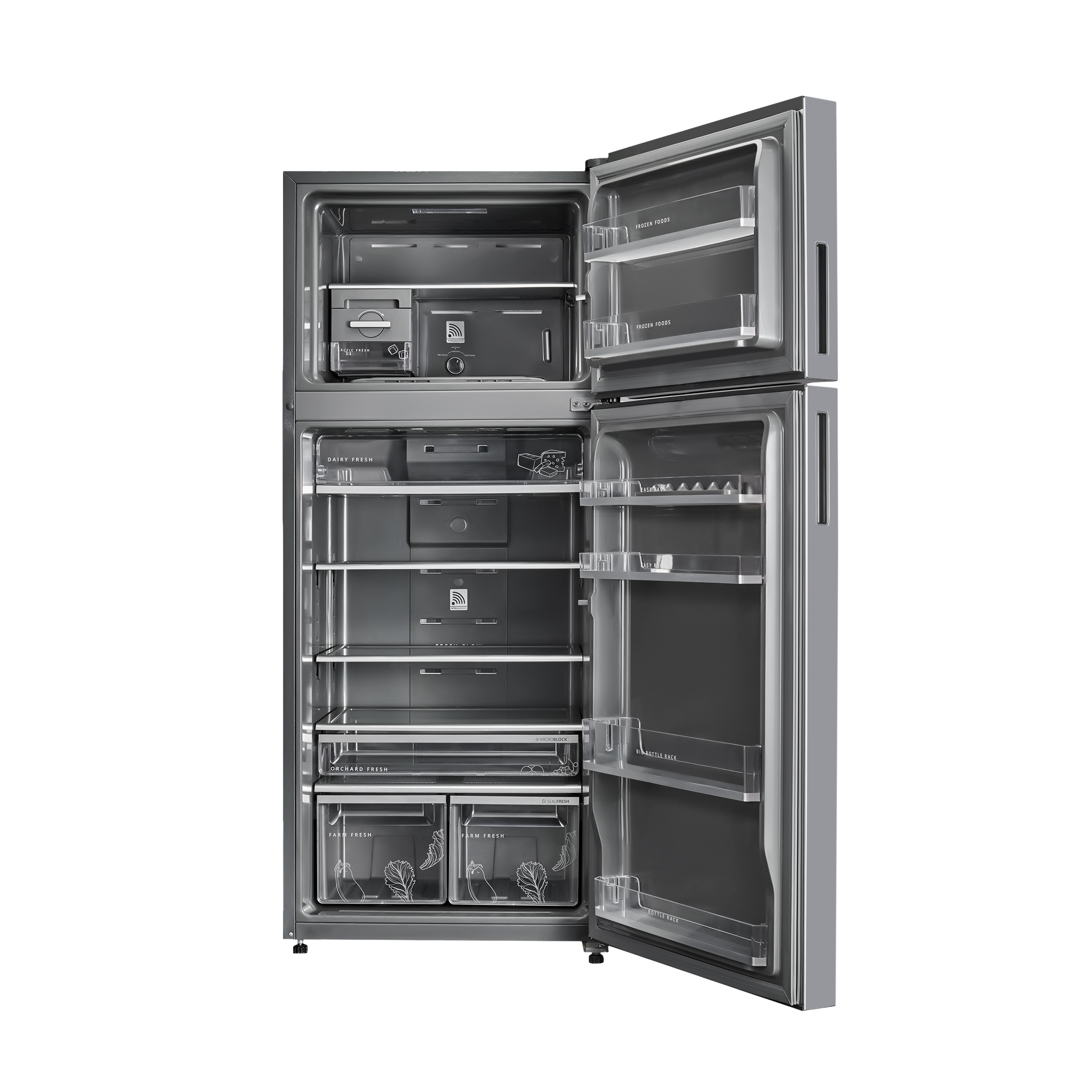 Whirlpool Intellifresh 411 Litres 2 Star Frost Free Double Door Convertible Refrigerator with Stabilizer Free Operation (IF INV CNV PLATINA, Grey)_4