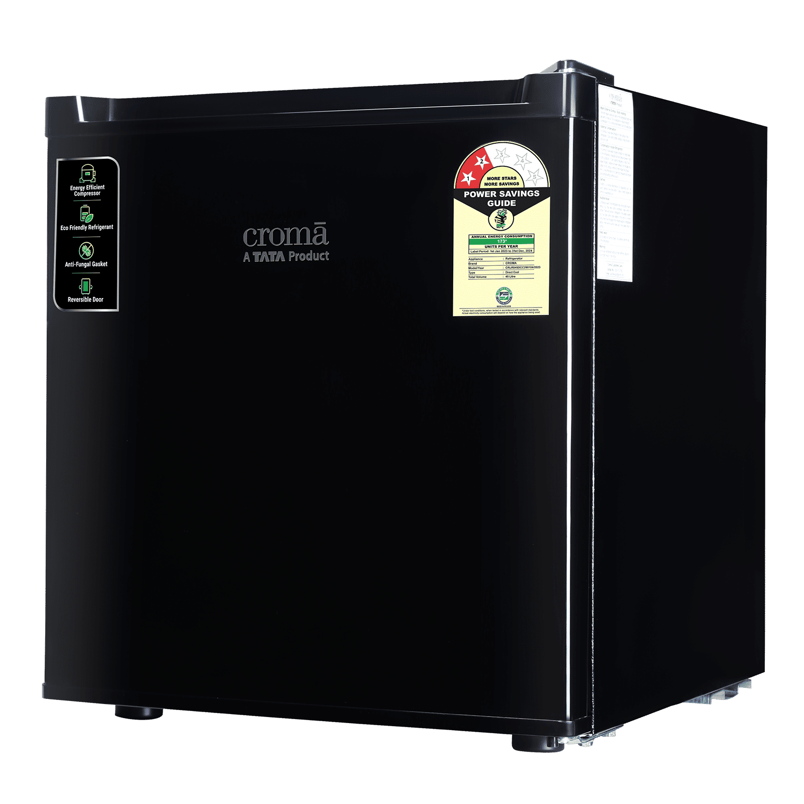 Croma 45 Litres 2 Star Direct Cool Single Door Refrigerator with Reversible Door ( Black)_11