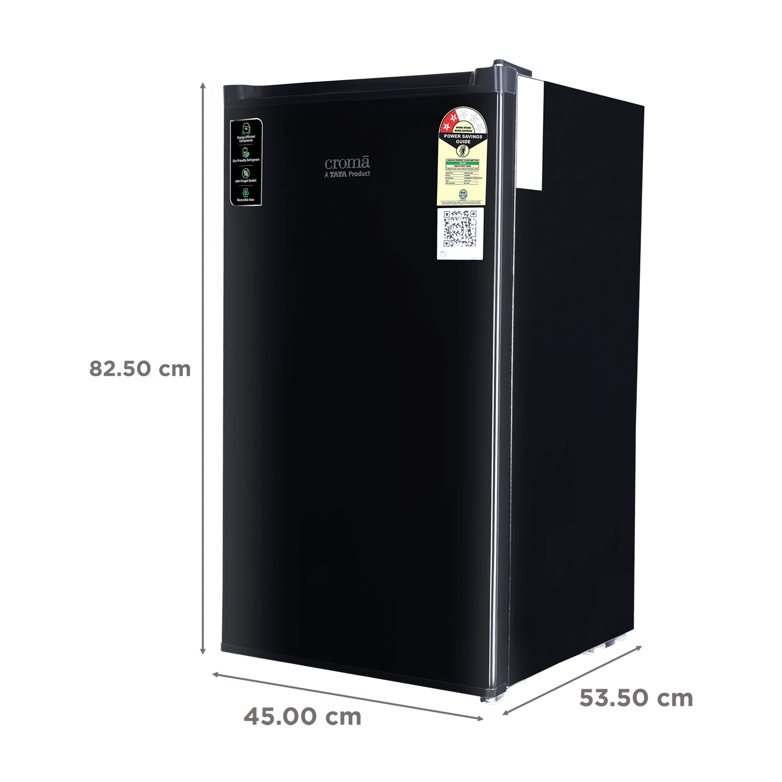 Croma 84 Litres 2 Star Direct Cool Single Door Refrigerator with Reversible Door ( Black)_3