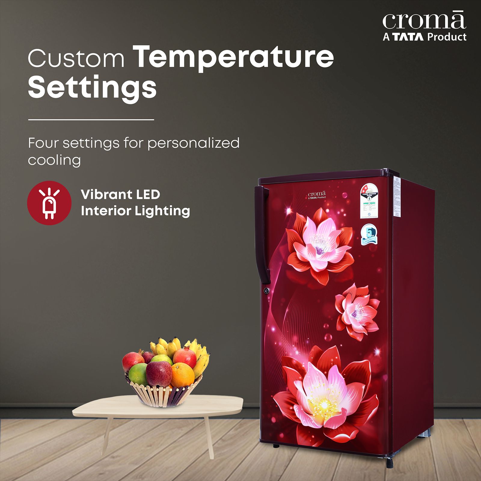 Croma 183 Litres 2 Star Direct Cool Single Door Refrigerator with Anti-Fungal Door Gasket ( Rosalind Wine)_8