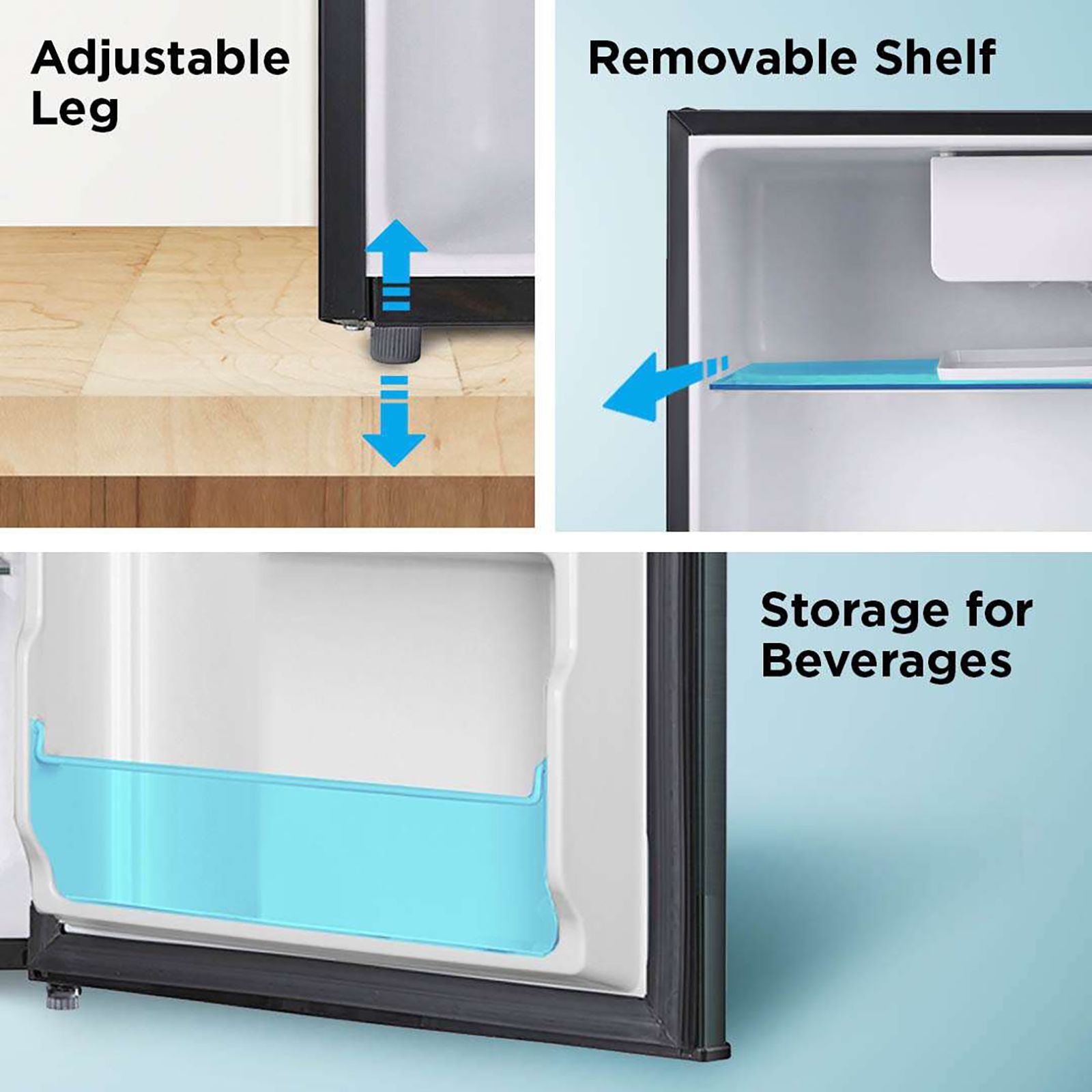 Midea 45 Litres 3 Star Direct Cool Single Door Mini Refrigerator with Reversible Door (MDRD86FGE03, Bright Crystal Gray) Midea 45 Litres 3 Star Direct Cool Single Door Mini Refrigerator with Reversible Door (MDRD86FGE03, Bright Crystal Gray)_9