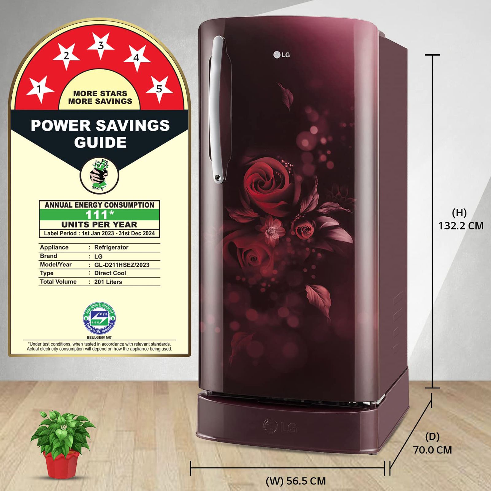 LG 201 Litres 5 Star Direct Cool Single Door Refrigerator with Antibacterial Gasket (GL-D211HSEZ, Scarlet Euphoria)_19