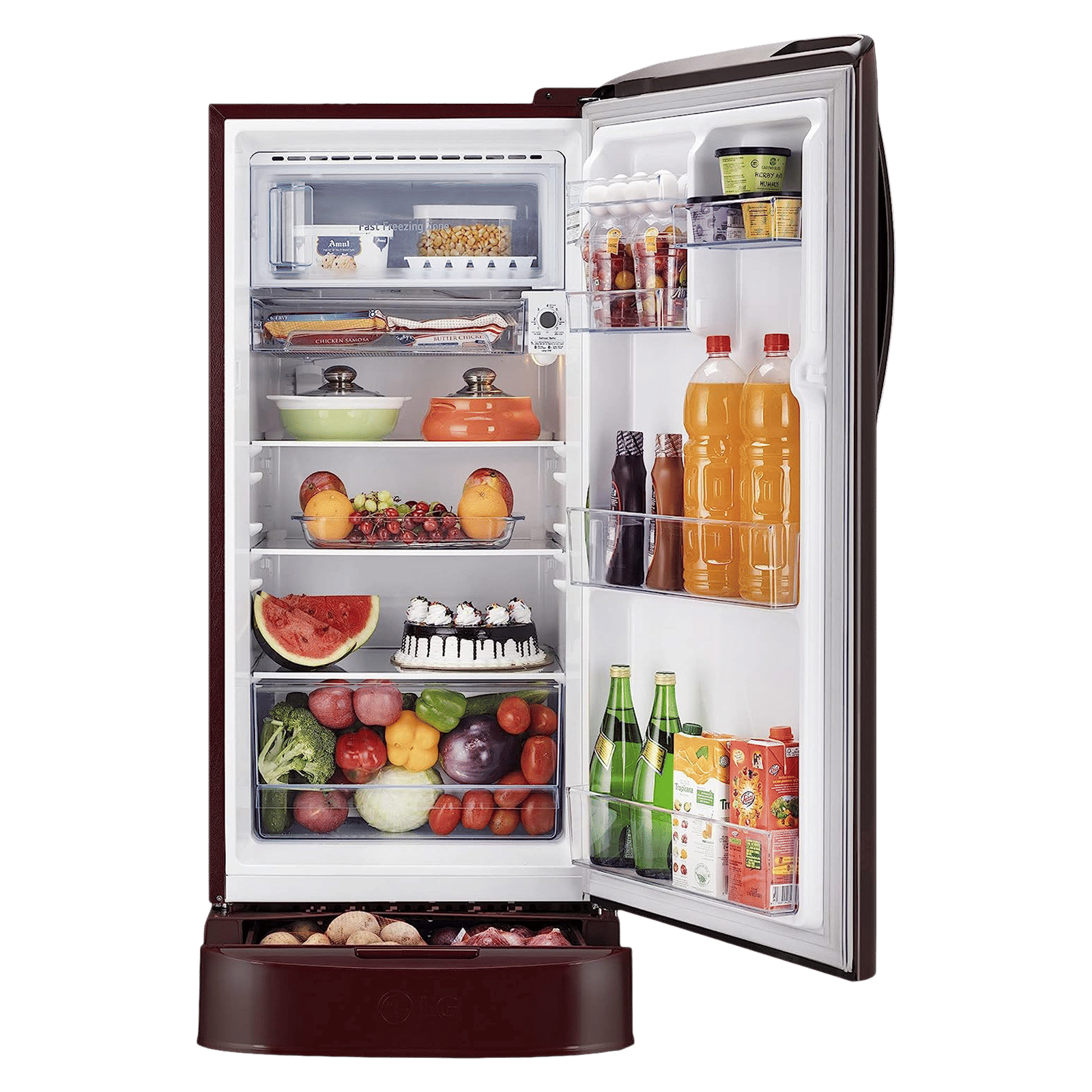 LG 201 Litres 5 Star Direct Cool Single Door Refrigerator with Antibacterial Gasket (GL-D211HSEZ, Scarlet Euphoria)_5