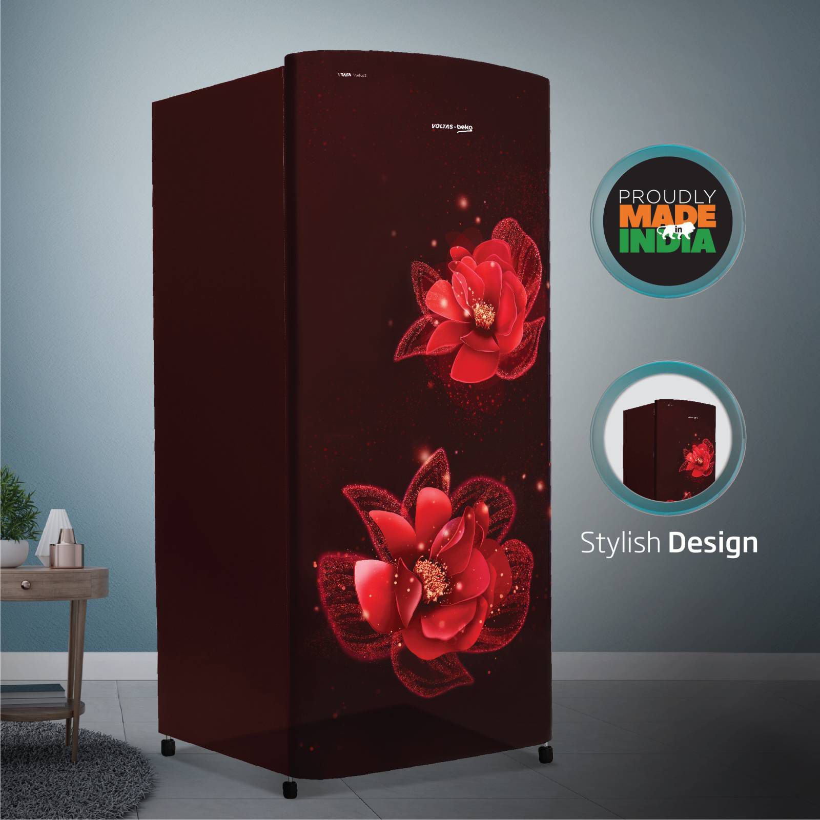 VOLTAS beko 183 Litres 3 Star Direct Cool Single Door Refrigerator with Reciprocating Compressor (RDC215C / S0WFR0M0, Fressia Wine) VOLTAS beko 183 Litres 3 Star Direct Cool Single Door Refrigerator with Reciprocating Compressor (RDC215C / S0WFR0M0, Fressia Wine)_10