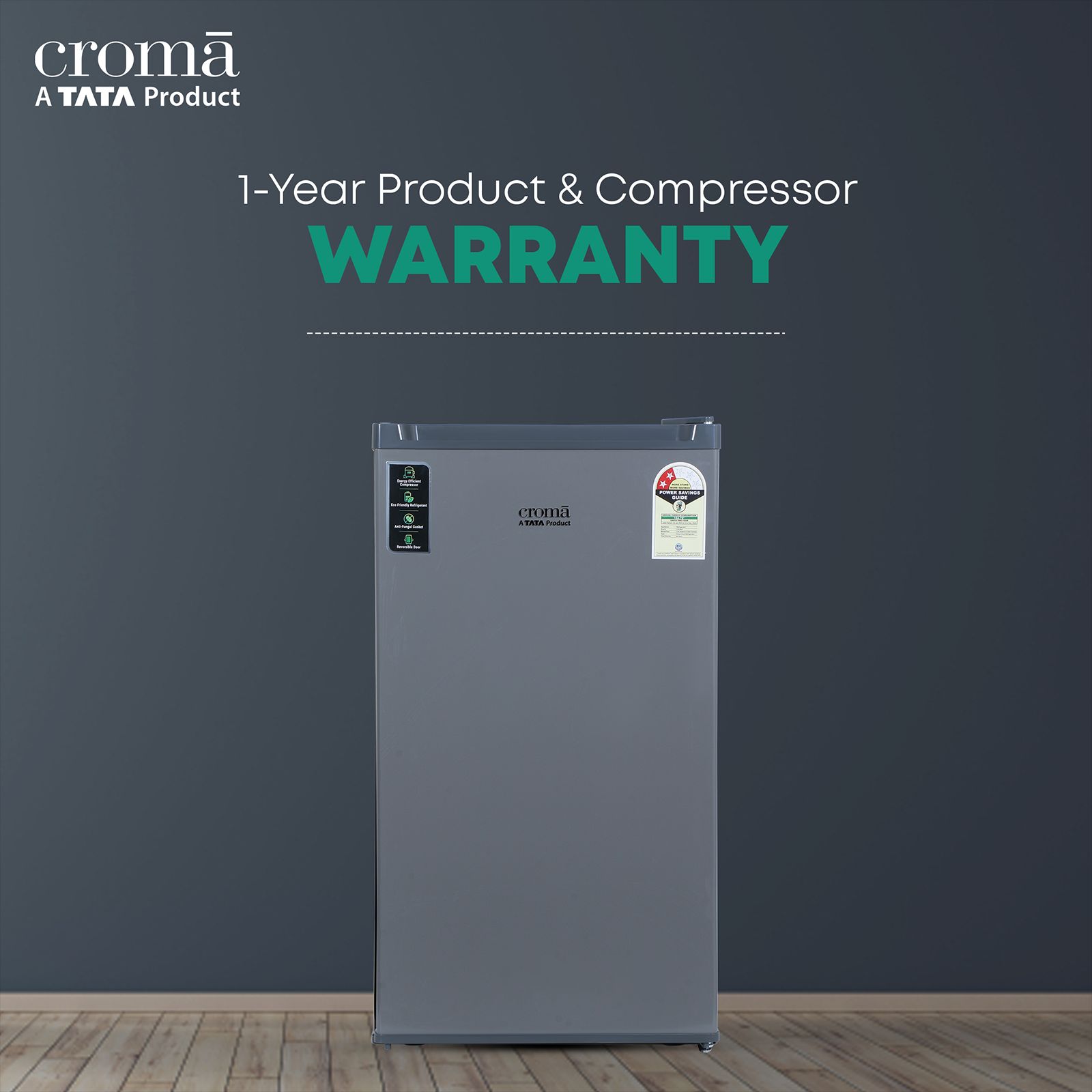 Croma 84 Litres 2 Star Direct Cool Single Door Refrigerator with Reversible Door ( Grey)_8