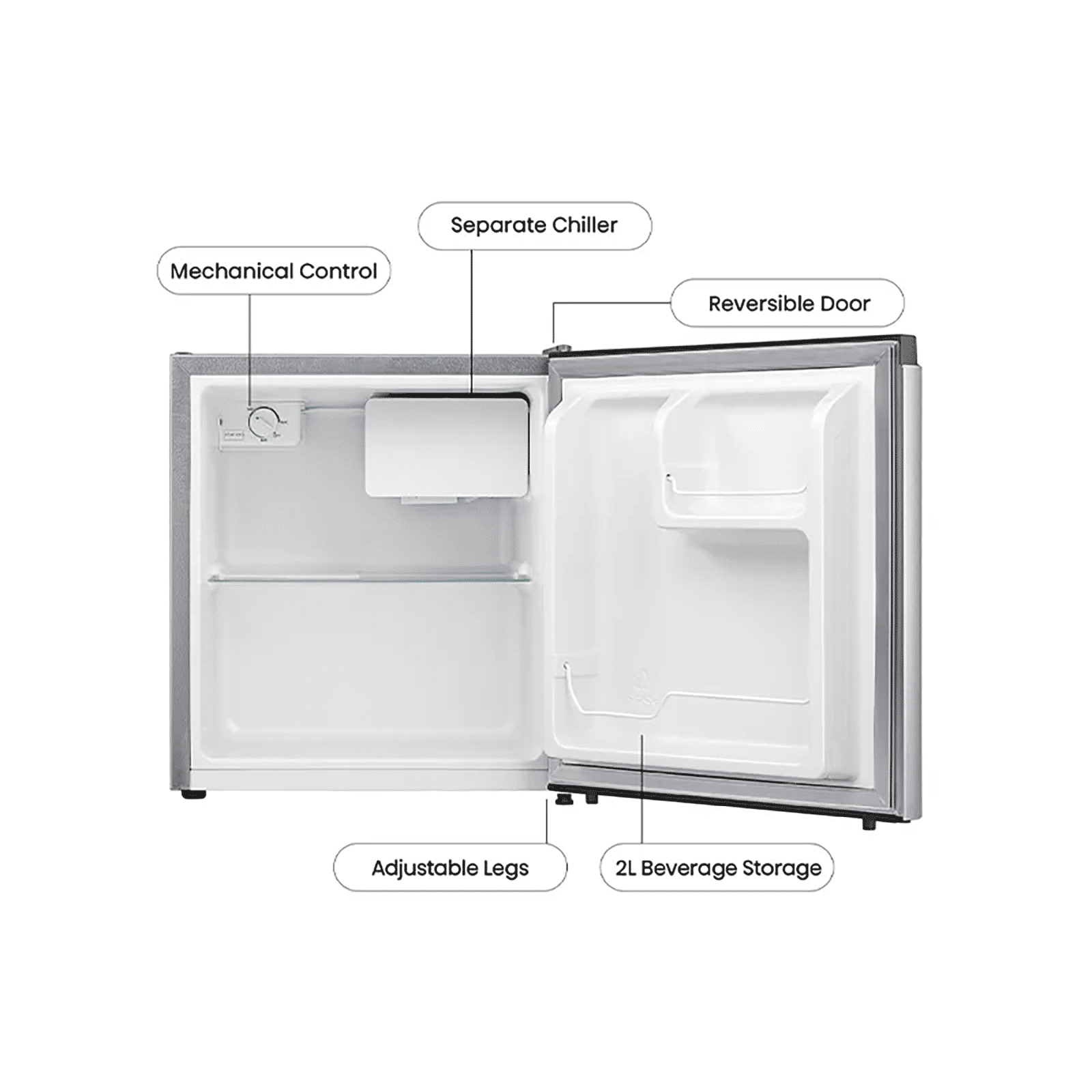 Hisense 46 Liters 4 Star Direct Cool Single Door Refrigerator with Reversible Door (RR46D4SSN, Silver) Hisense 46 Liters 4 Star Direct Cool Single Door Refrigerator with Reversible Door (RR46D4SSN, Silver)_10