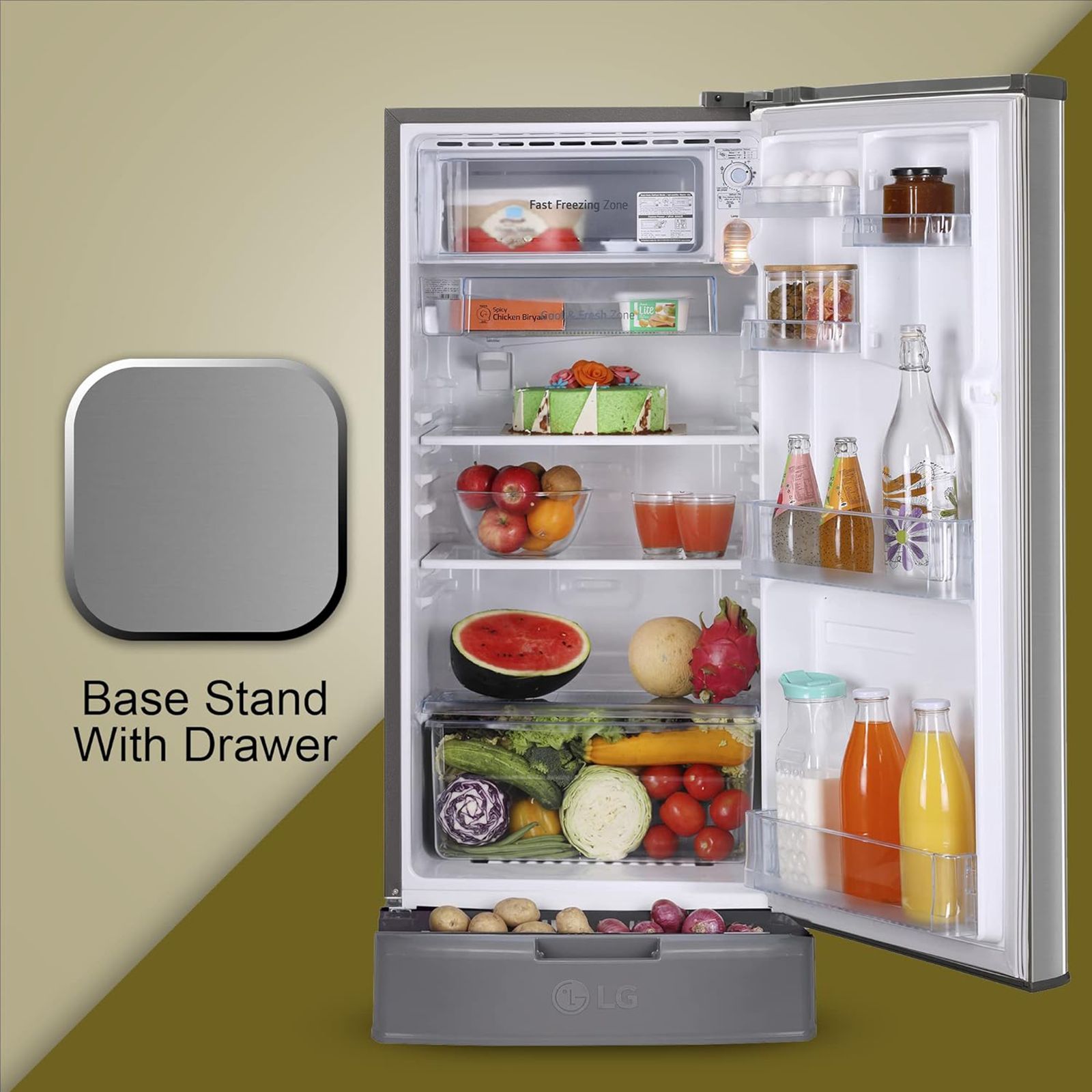LG 185 Litres 4 Star Direct Cool Single Door Refrigerator with Antibacterial Gasket (GL-D199OPZY.DPZZPS, Shiny Steel) LG 185 Litres 4 Star Direct Cool Single Door Refrigerator with Antibacterial Gasket (GL-D199OPZY.DPZZPS, Shiny Steel)_10