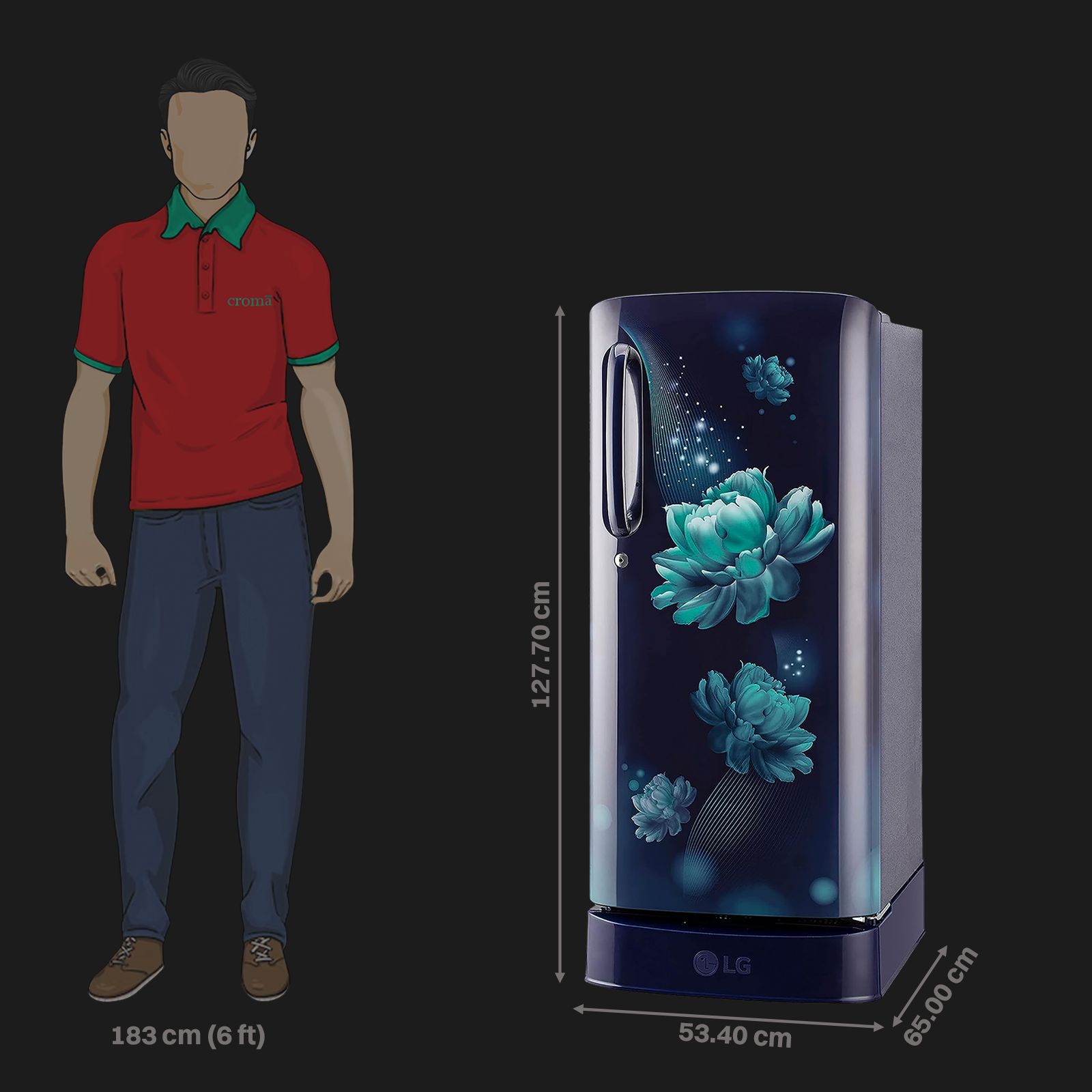 LG 185 Litres 3 Star Direct Cool Single Door Refrigerator with Antibacterial Gasket (GL-D201ABCD.BBCZEB, Blue Charm) LG 185 Litres 3 Star Direct Cool Single Door Refrigerator with Antibacterial Gasket (GL-D201ABCD.BBCZEB, Blue Charm)_2