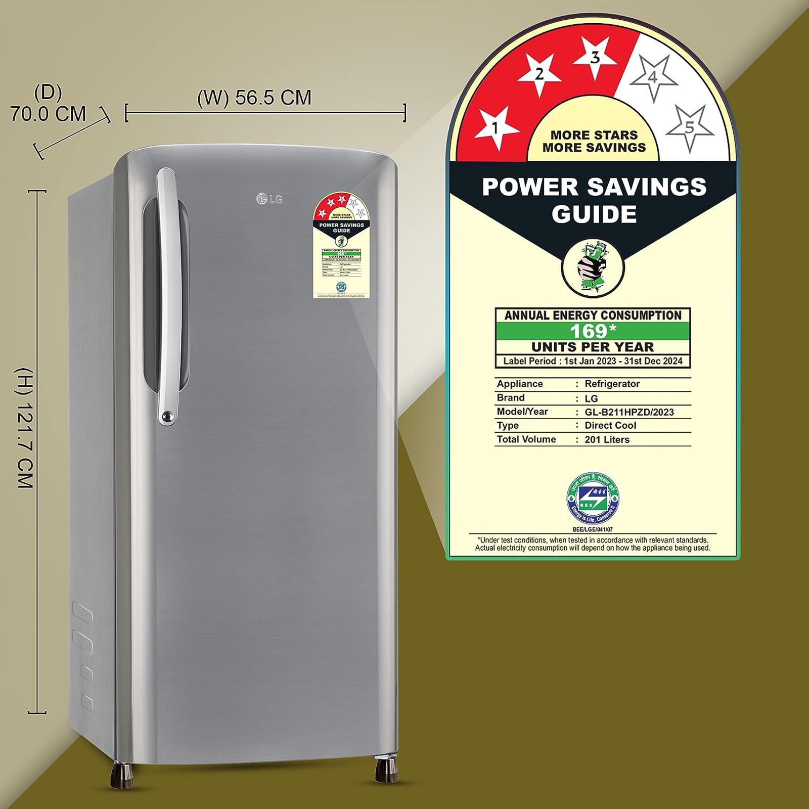 LG 201 Litres 3 Star Direct Cool Single Door Refrigerator with Antibacterial Gasket (GL-B211HPZD.APZZEB, Shiny Steel) LG 201 Litres 3 Star Direct Cool Single Door Refrigerator with Antibacterial Gasket (GL-B211HPZD.APZZEB, Shiny Steel)_15