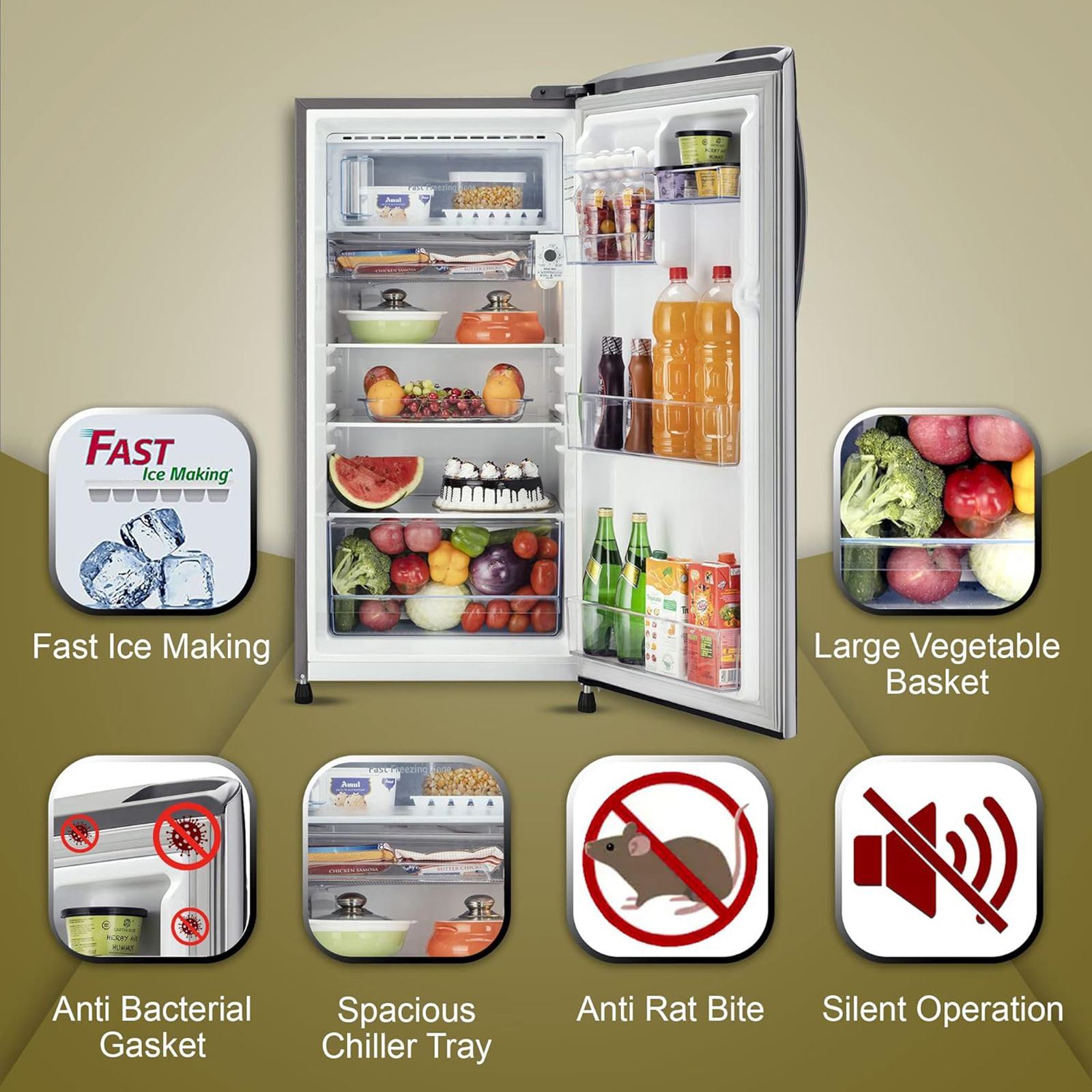 LG 201 Litres 3 Star Direct Cool Single Door Refrigerator with Antibacterial Gasket (GL-B211HPZD.APZZEB, Shiny Steel) LG 201 Litres 3 Star Direct Cool Single Door Refrigerator with Antibacterial Gasket (GL-B211HPZD.APZZEB, Shiny Steel)_16