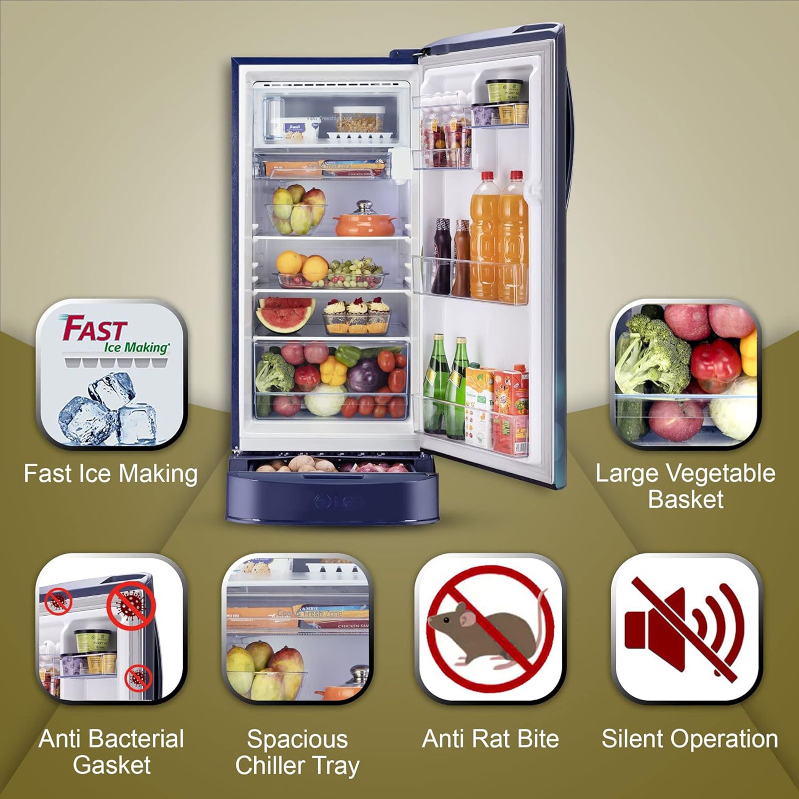 LG 201 Litres 3 Star Direct Cool Single Door Refrigerator with Stabilizer Free Operation (GLB211HBCDABCZEBN, Blue Charm)_18