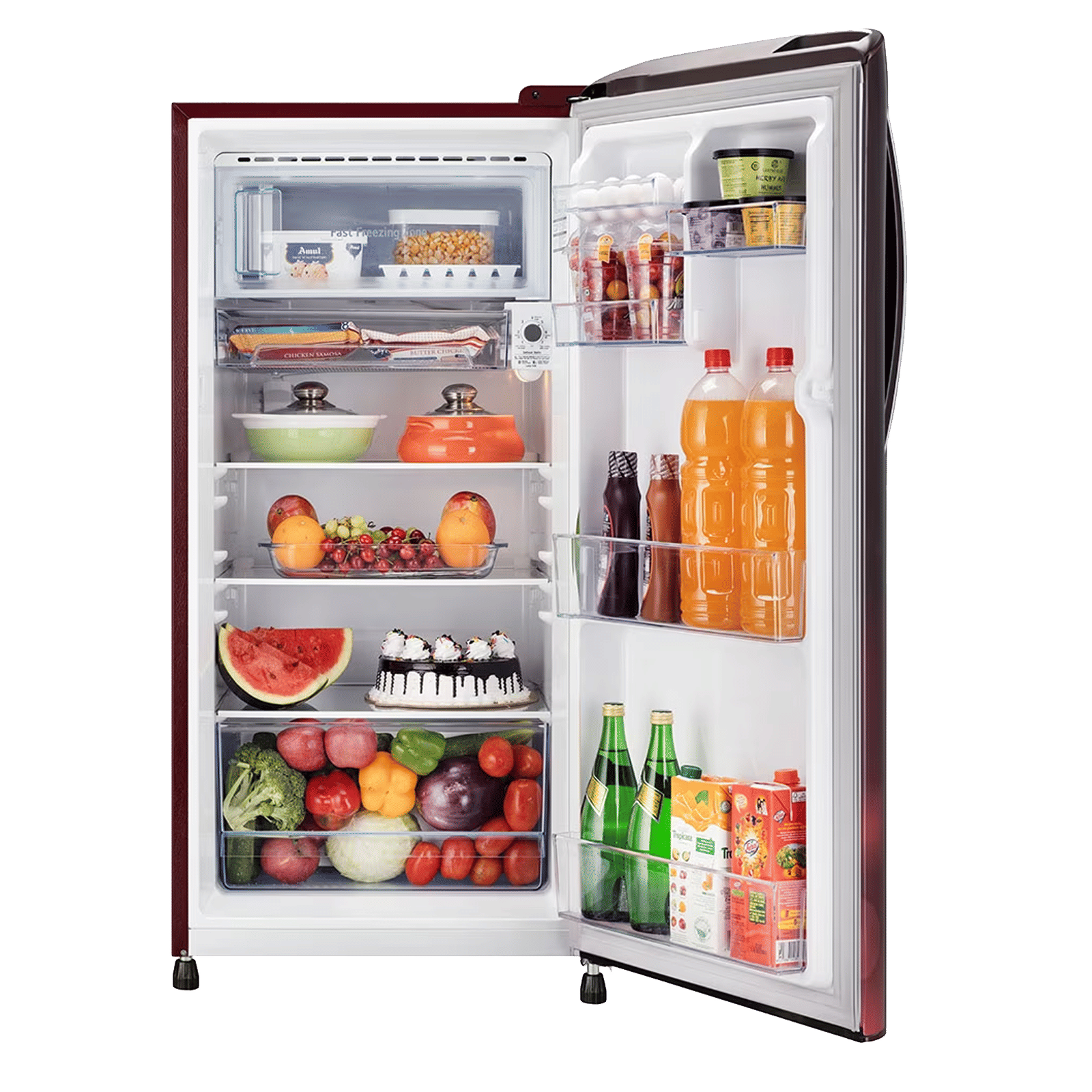 LG 201 Litres 3 Star Direct Cool Single Door Refrigerator with Anti-Bacterial Gasket (GLB211HSCDASCZEBN, Scarlet Charm) LG 201 Litres 3 Star Direct Cool Single Door Refrigerator with Anti-Bacterial Gasket (GLB211HSCDASCZEBN, Scarlet Charm)_5