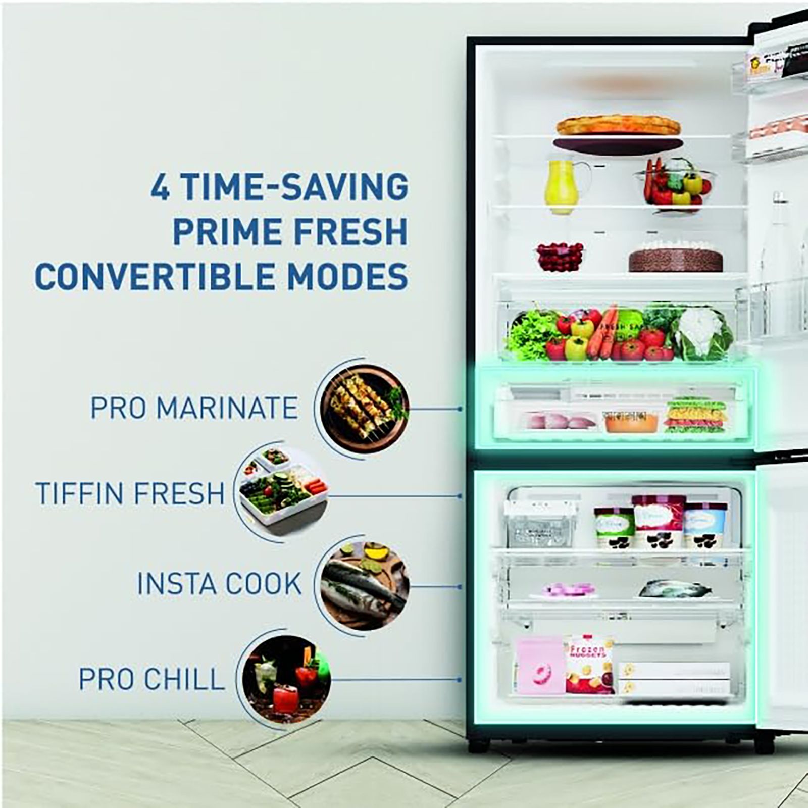 Panasonic 400 Litres 2 Star Frost Free Double Door Bottom Mount Convertible Refrigerator with AG Clean Technology (NR-BK418BQKN, Diamond Black)_9