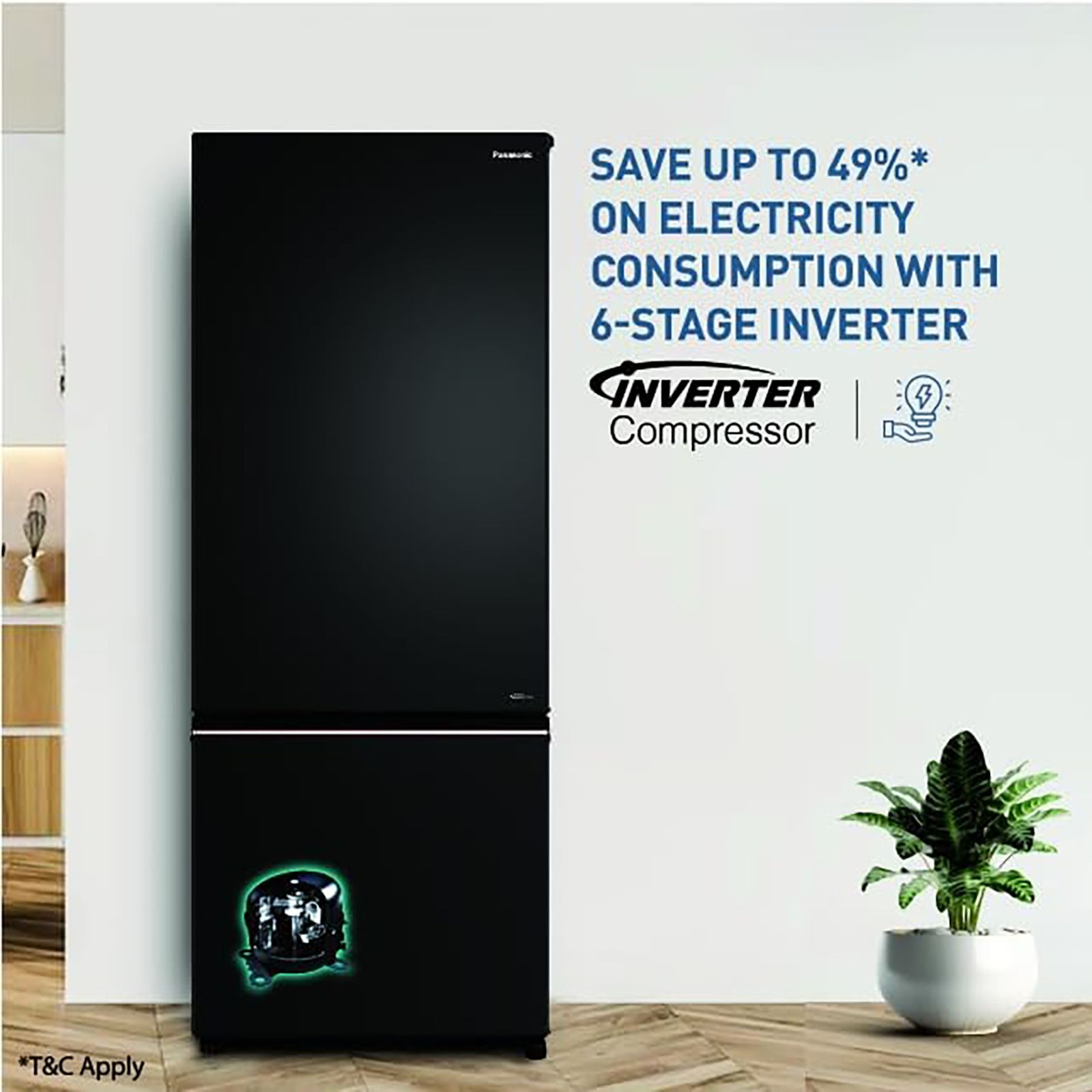Panasonic 400 Litres 2 Star Frost Free Double Door Bottom Mount Convertible Refrigerator with AG Clean Technology (NR-BK418BQKN, Diamond Black)_13