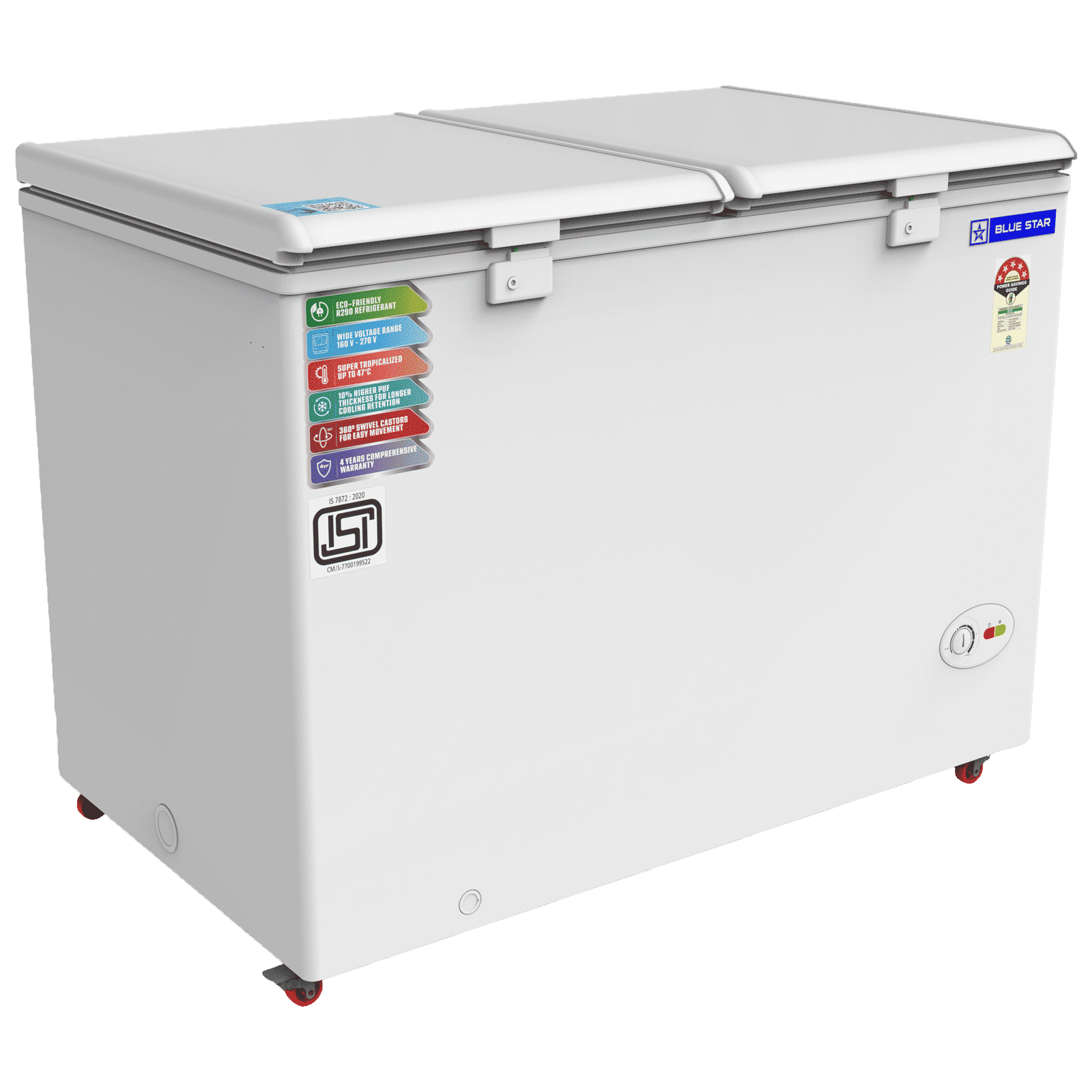 Blue Star 350 Litres 5 Star Double Door Deep Freezer (Stabilizer Free Operation, CF5-396NEYW , White)_3