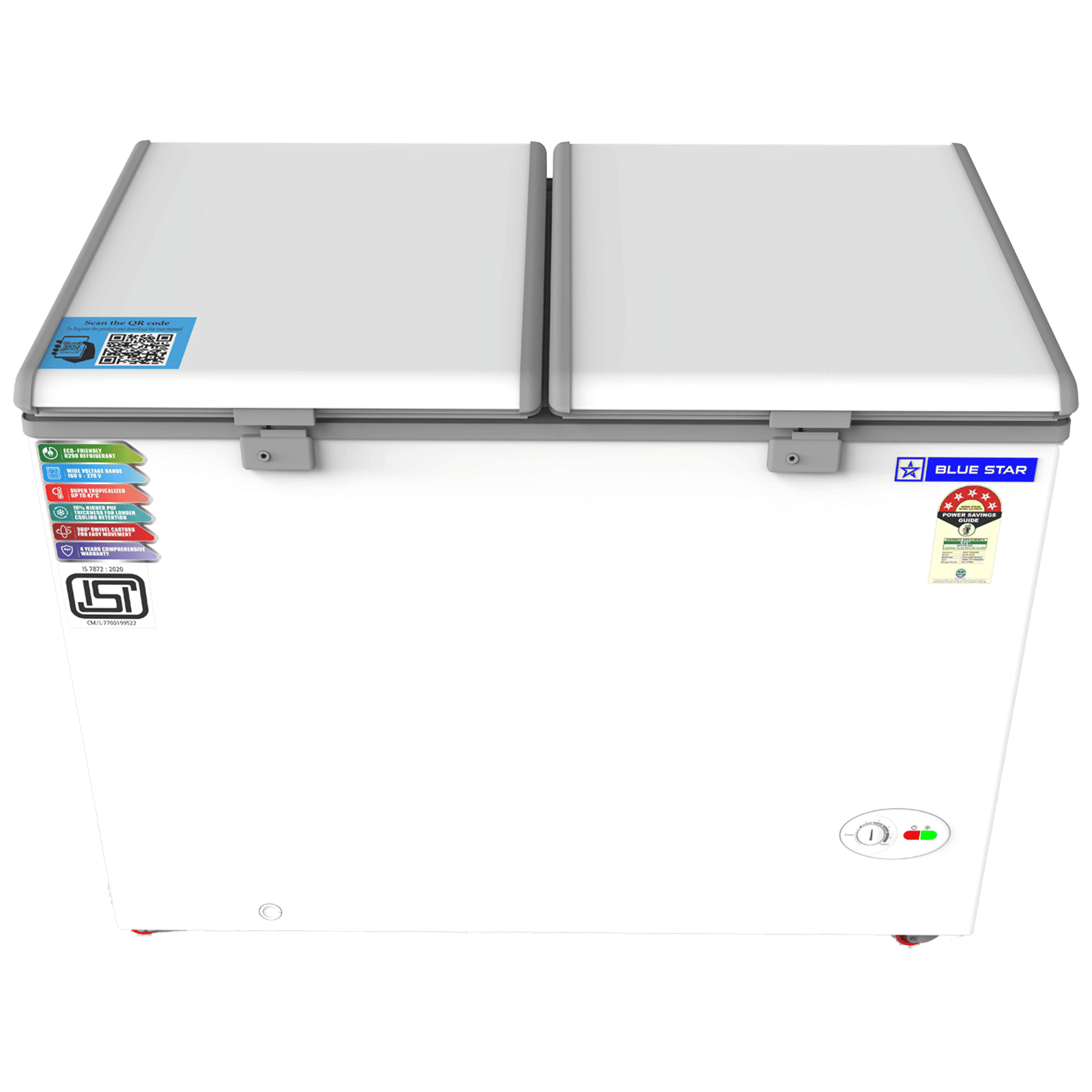 Blue Star 350 Litres 5 Star Double Door Deep Freezer (Stabilizer Free Operation, CF5-396NEYW , White)_5