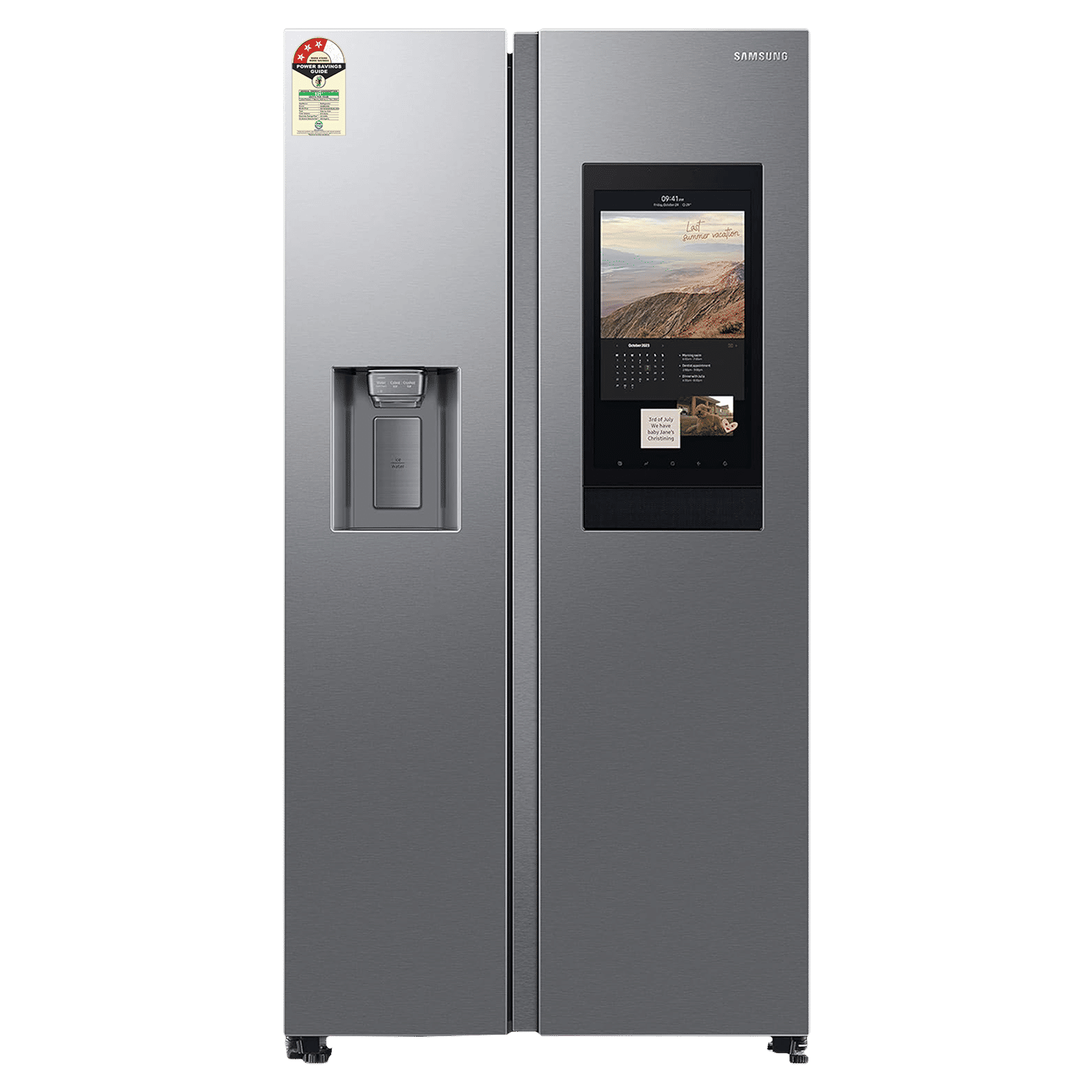 SAMSUNG 615 Litres 3 Star Frost Free Side by Side Convertible Refrigerator with Water Dispenser (RS7HCG8543SLHL, Silver)_1