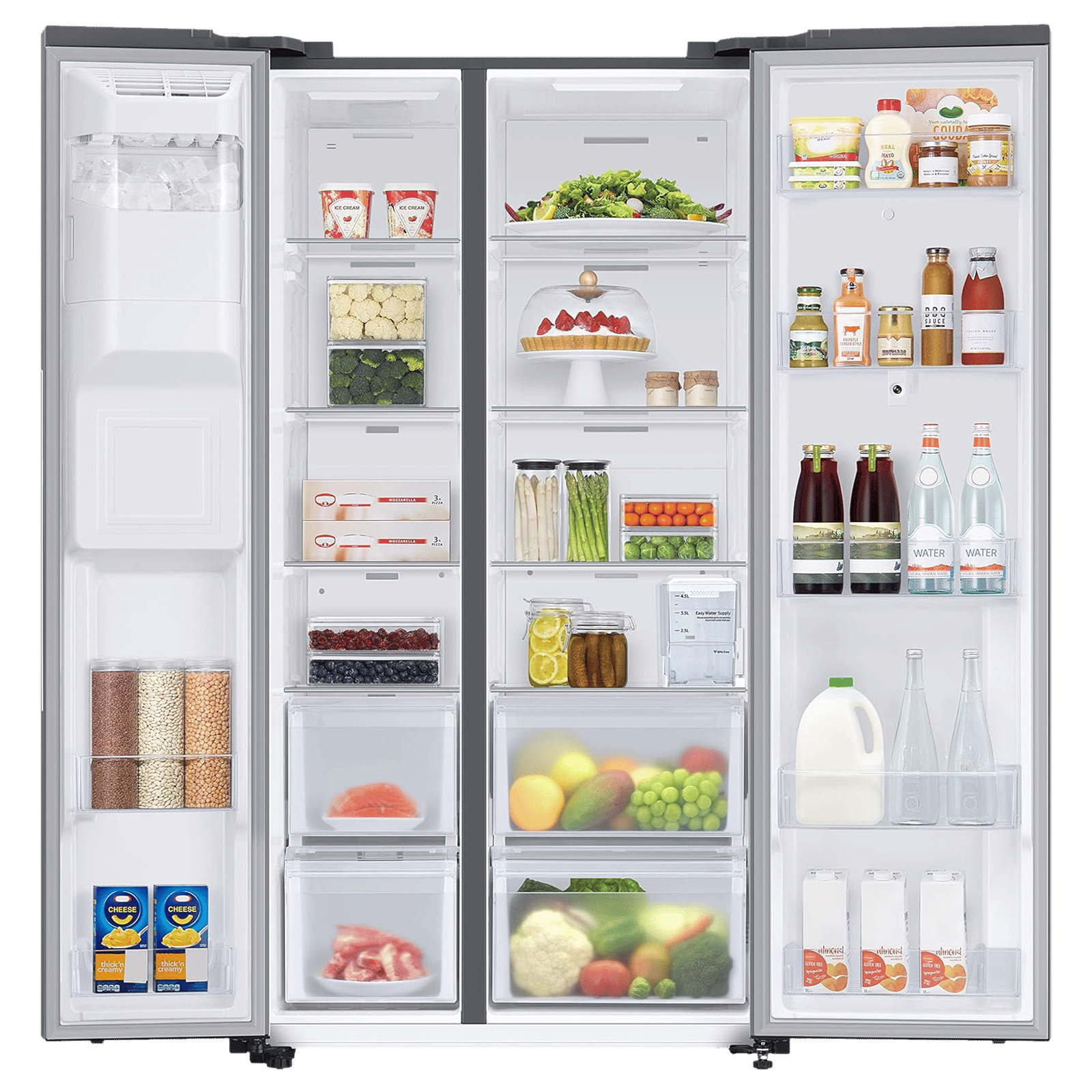 SAMSUNG 615 Litres 3 Star Frost Free Side by Side Convertible Refrigerator with Water Dispenser (RS7HCG8543SLHL, Silver)_4
