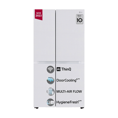 LG 650 Litres 3 Star Frost Free Side by Side Convertible Refrigerator with Smart Inverter Compressor (GLB257DLW3, Linen White)