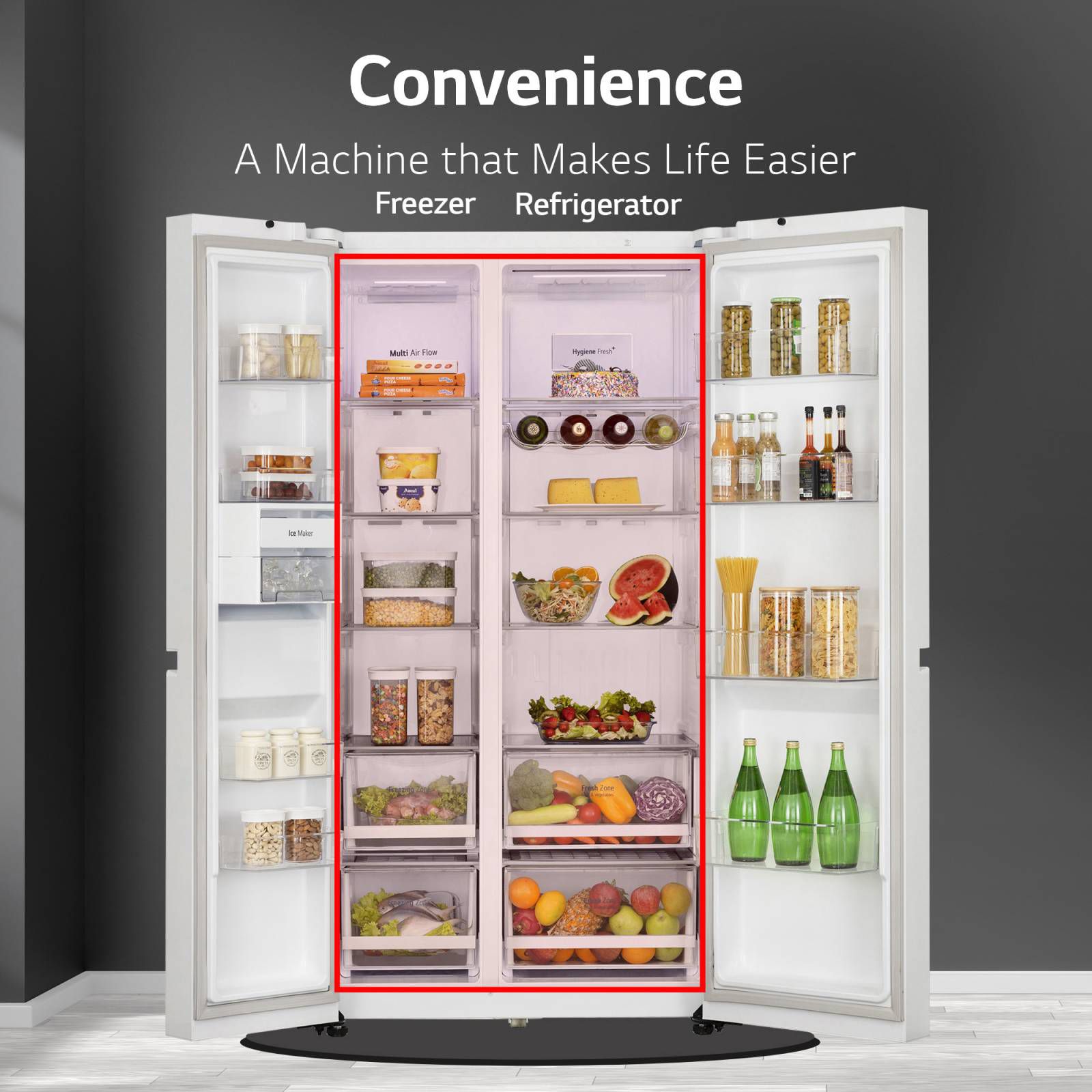 LG 650 Litres 3 Star Frost Free Side by Side Convertible Refrigerator with Smart Inverter Compressor (GLB257DLW3, Linen White) LG 650 Litres 3 Star Frost Free Side by Side Convertible Refrigerator with Smart Inverter Compressor (GLB257DLW3, Linen White)_12