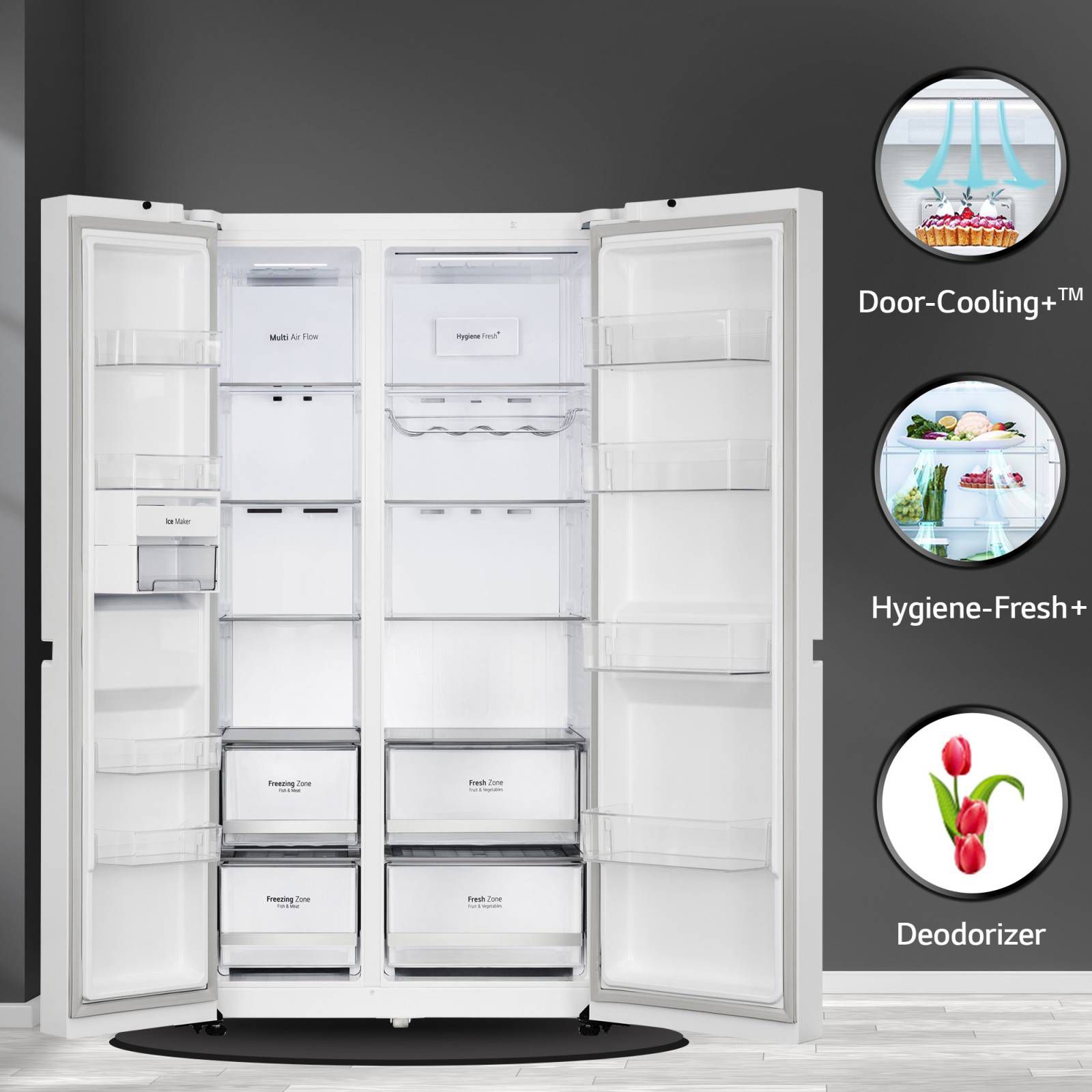 LG 650 Litres 3 Star Frost Free Side by Side Convertible Refrigerator with Smart Inverter Compressor (GLB257DLW3, Linen White) LG 650 Litres 3 Star Frost Free Side by Side Convertible Refrigerator with Smart Inverter Compressor (GLB257DLW3, Linen White)_16