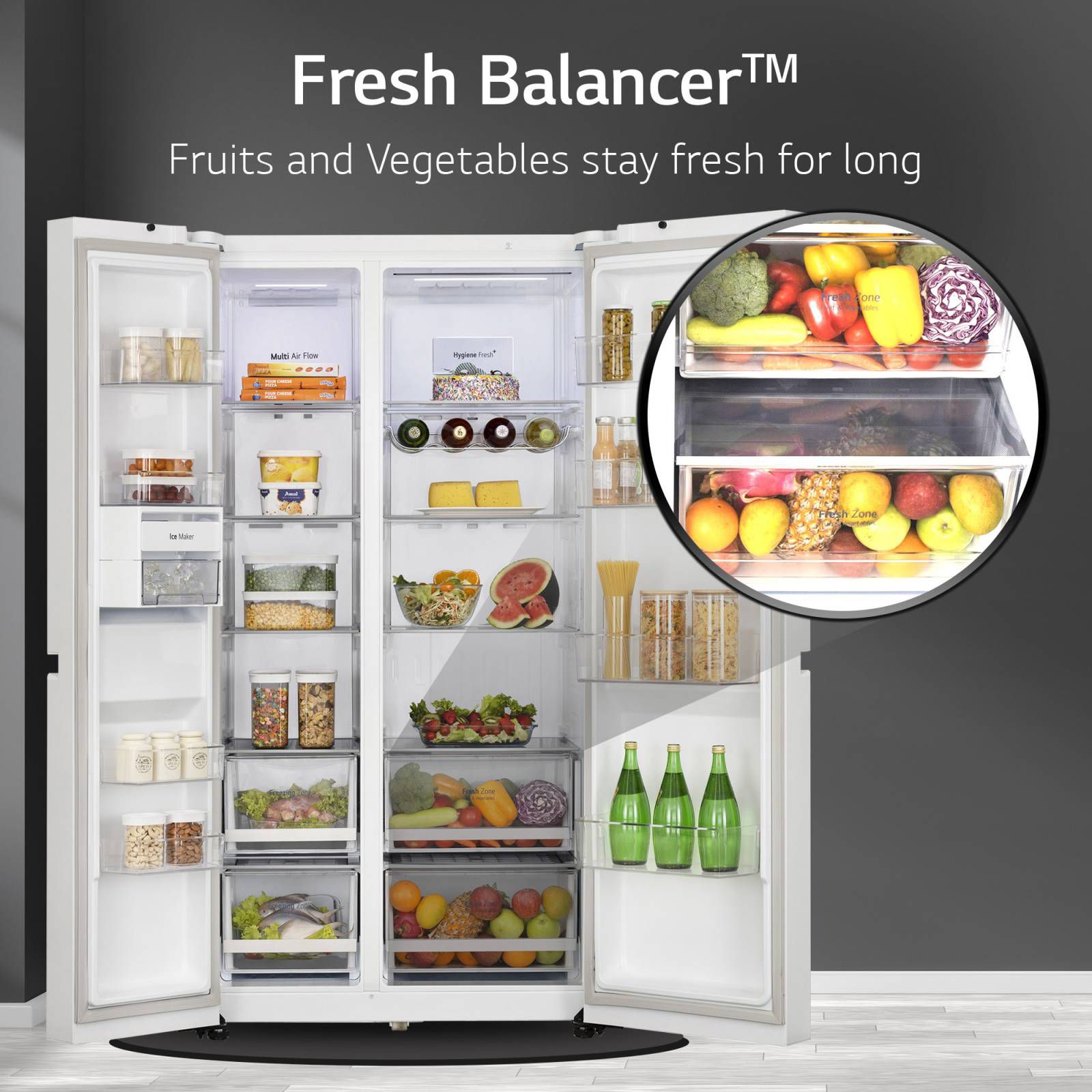 LG 650 Litres 3 Star Frost Free Side by Side Convertible Refrigerator with Smart Inverter Compressor (GLB257DLW3, Linen White) LG 650 Litres 3 Star Frost Free Side by Side Convertible Refrigerator with Smart Inverter Compressor (GLB257DLW3, Linen White)_19