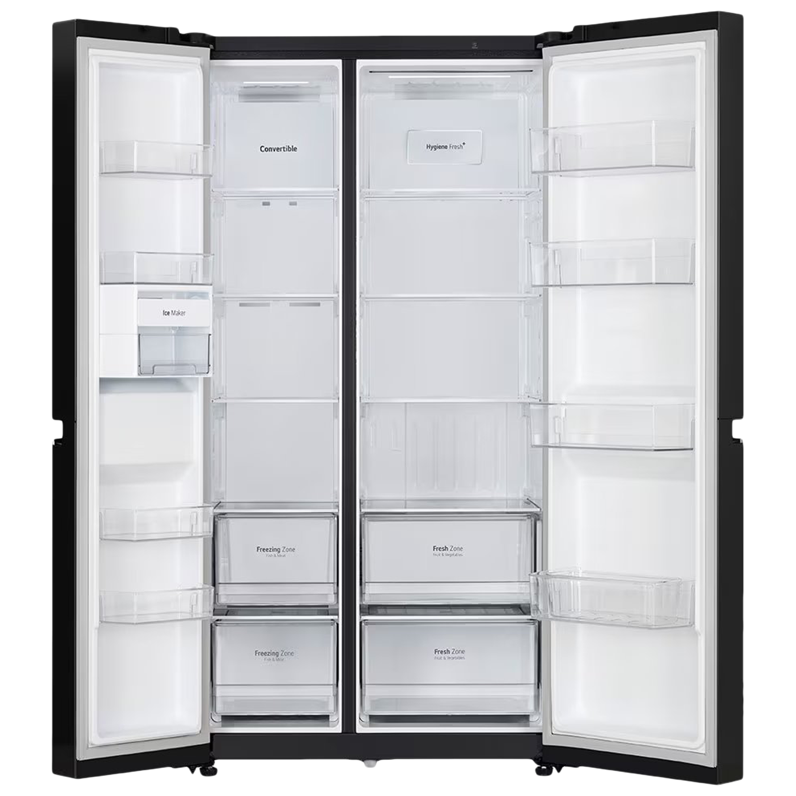 LG 650 Litres 3 Star Frost Free Side by Side Convertible Refrigerator with Door Cooling Plus Technology (GLB257EES3, Ebony Sheen)_6