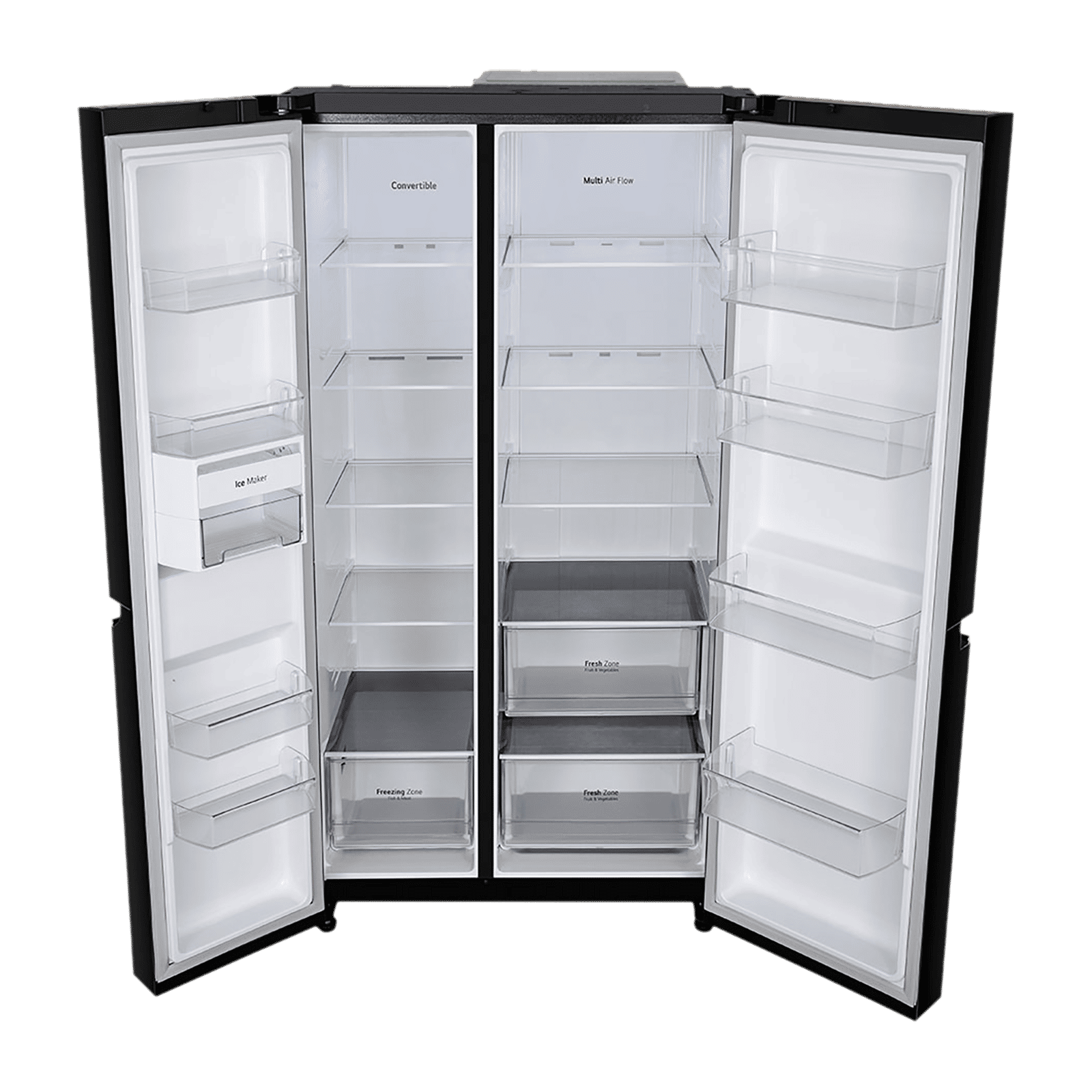 LG 650 Litres 3 Star Frost Free Side by Side Refrigerator with Multi Air Flow (GLB257HWB3, Western Black)_16
