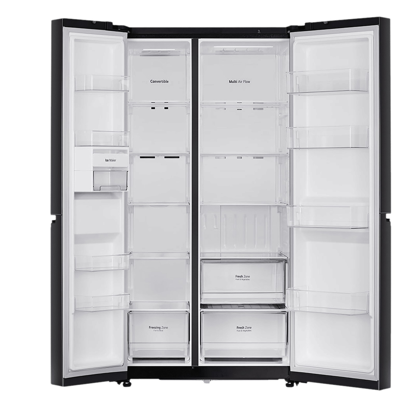 LG 650 Litres 3 Star Frost Free Side by Side Refrigerator with Multi Air Flow (GLB257HWB3, Western Black)_6