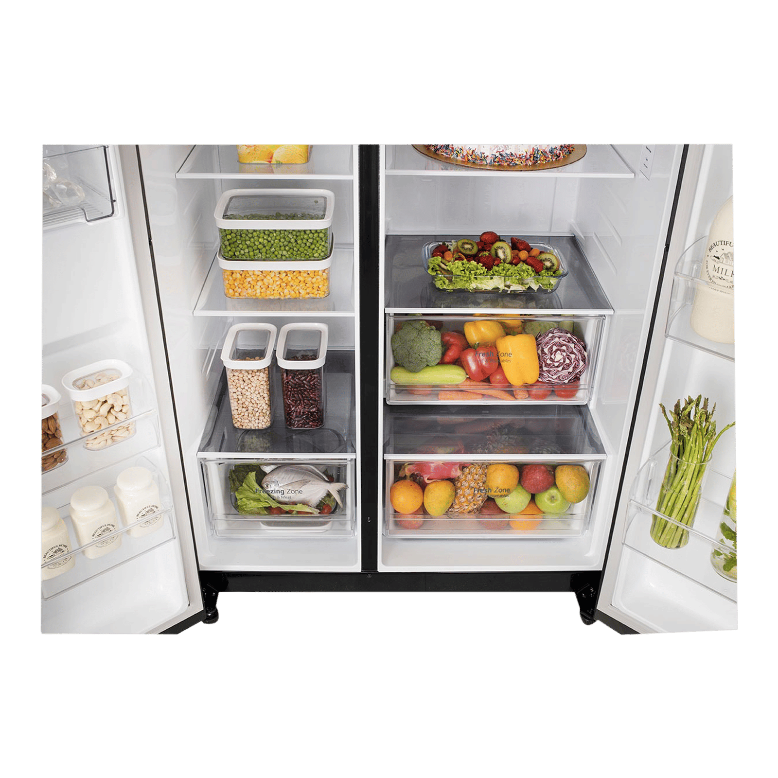 LG 650 Litres 3 Star Frost Free Side by Side Refrigerator with Multi Air Flow (GLB257HWB3, Western Black)_8