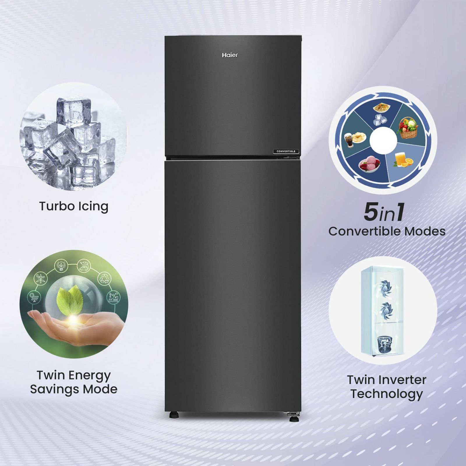 Haier 240 Litres 3 Star Frost Free Double Door Refrigerator with Twin Inverter Technology (HEF253GBP, Black)_12